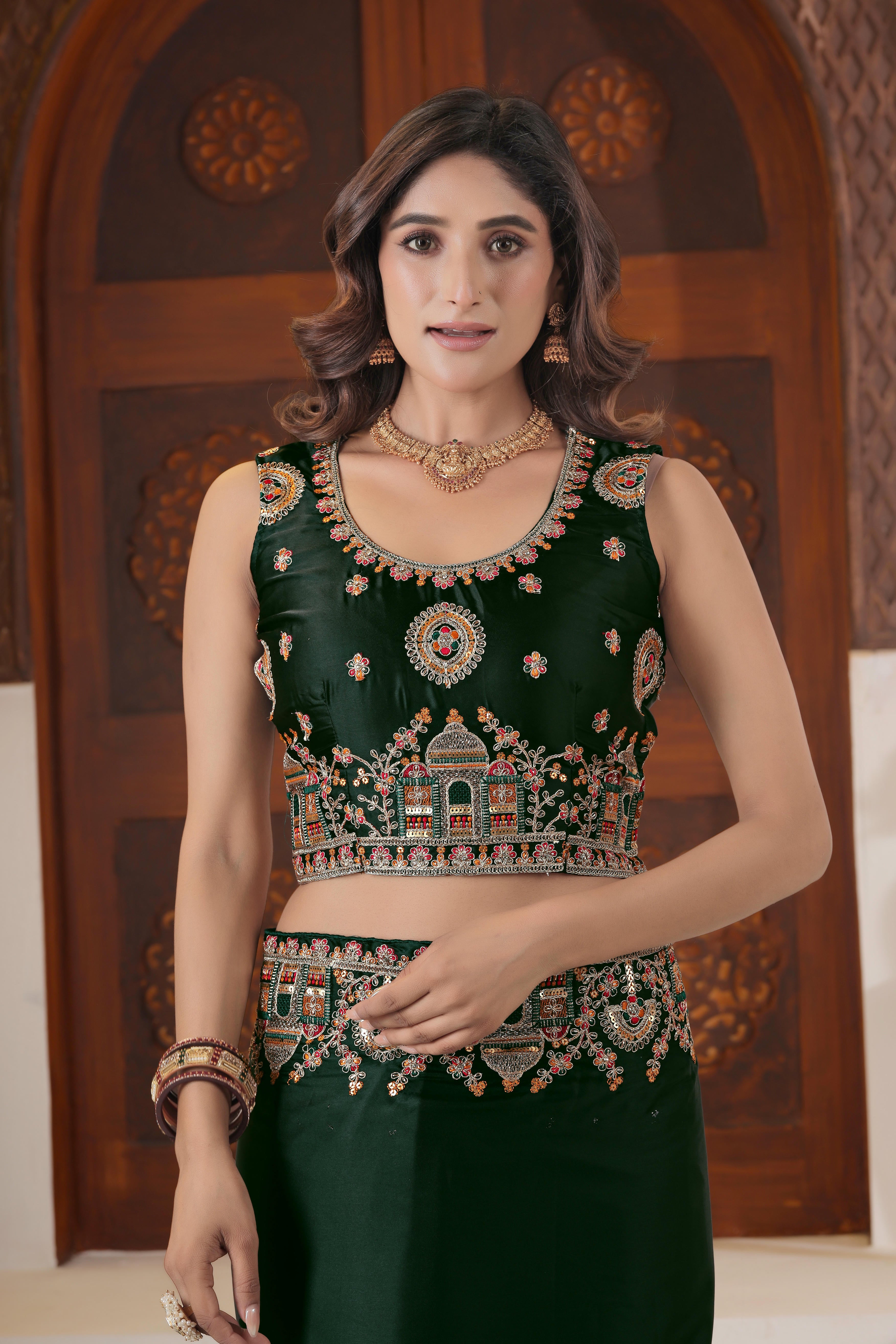 Dvipa Royal Satin Saree with Heavy Multi-Thread Border