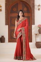 Dvipa Royal Satin Saree with Heavy Multi-Thread Border