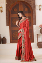 Dvipa Royal Satin Saree with Heavy Multi-Thread Border