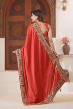 Dvipa Royal Satin Saree with Heavy Multi-Thread Border