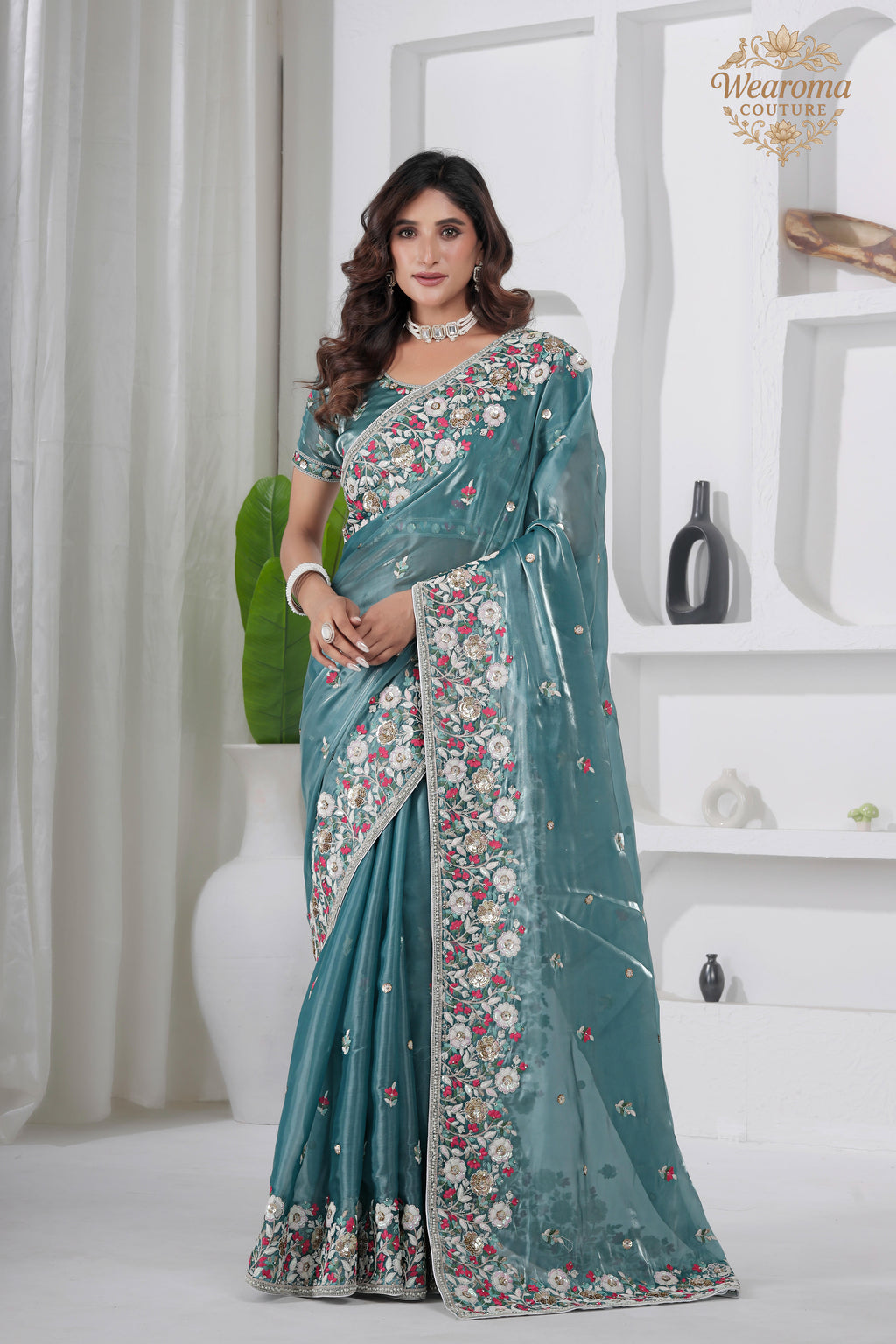 Laher Floral Shimmer Saree
