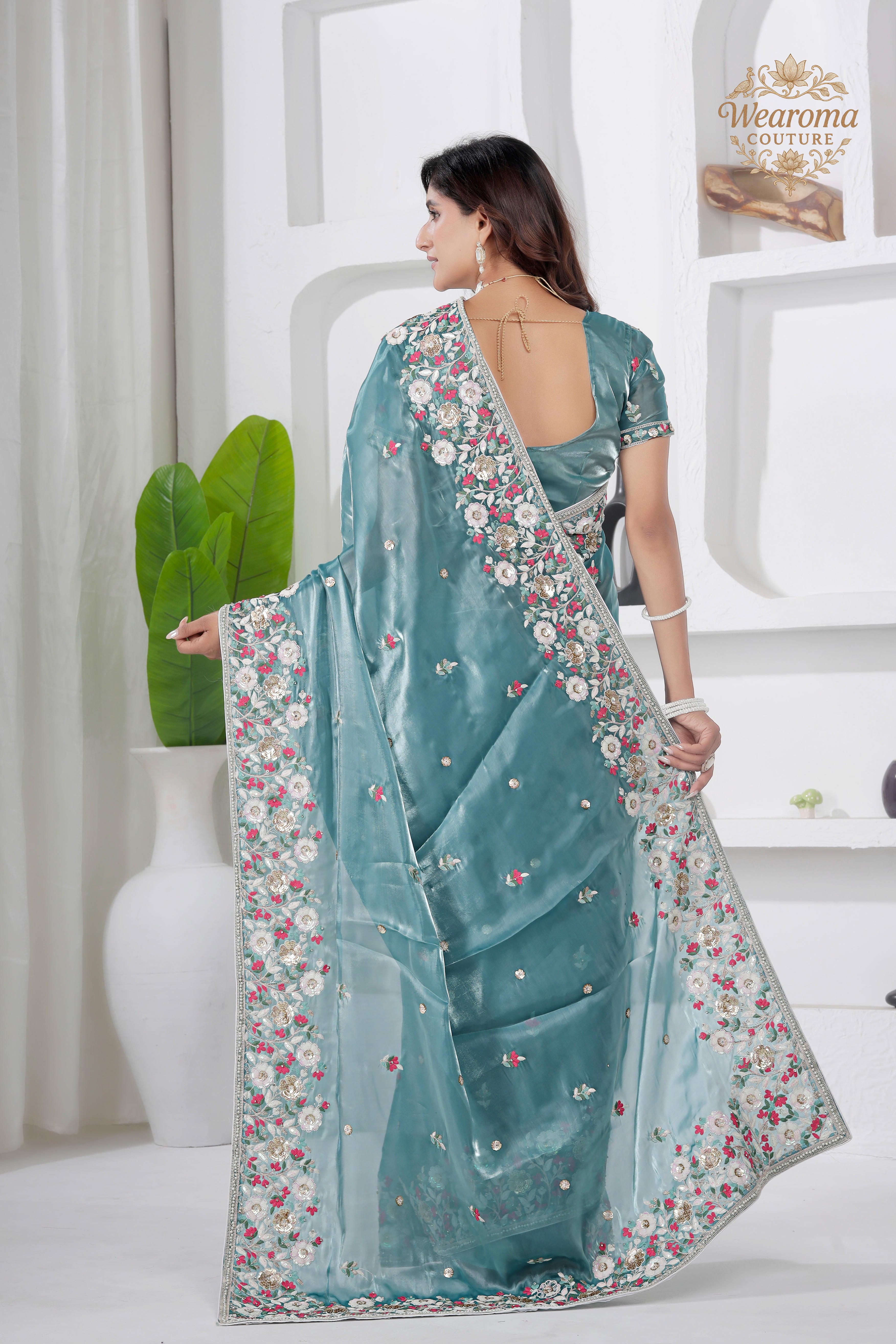 Laher Floral Shimmer Saree