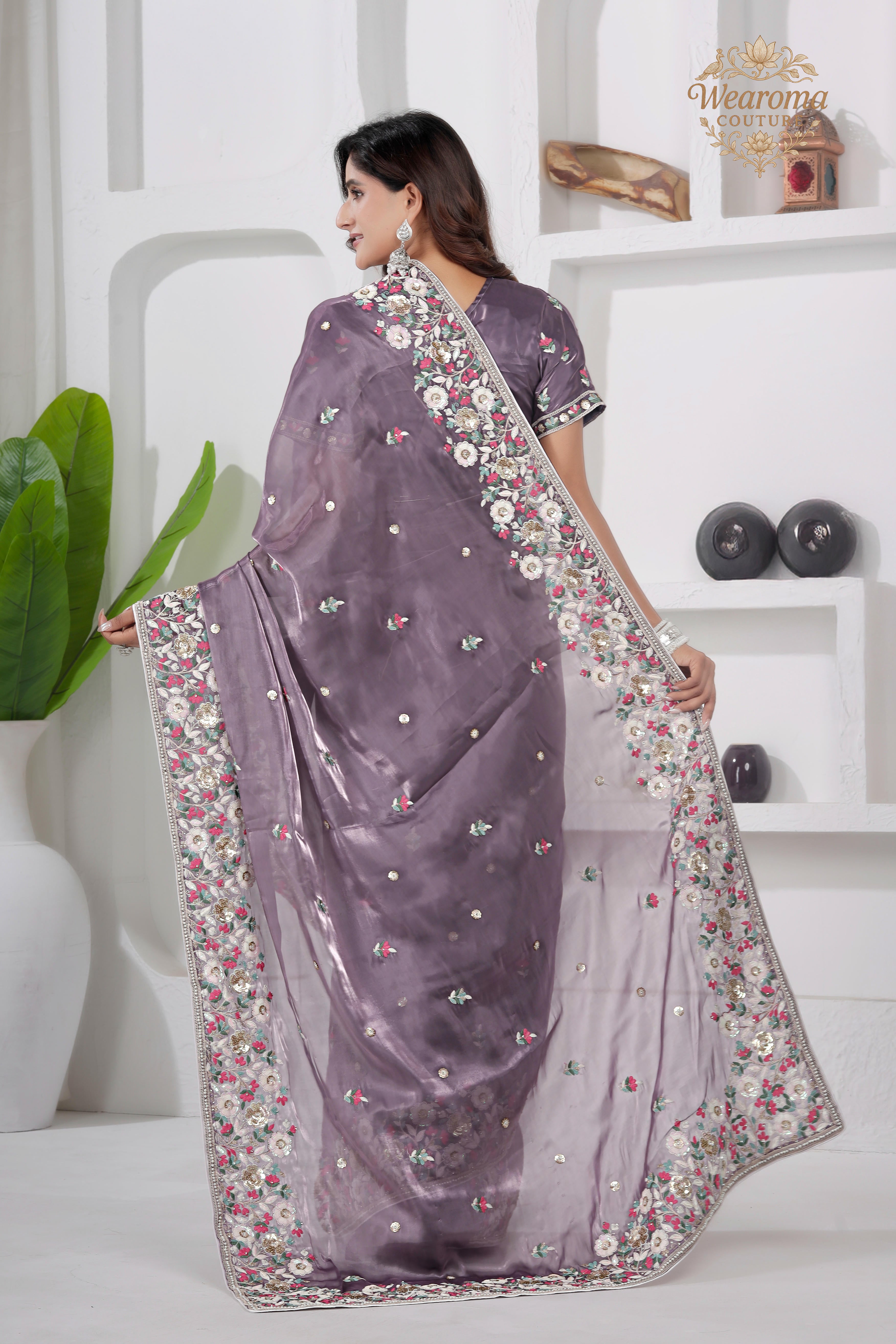 Laher Floral Shimmer Saree