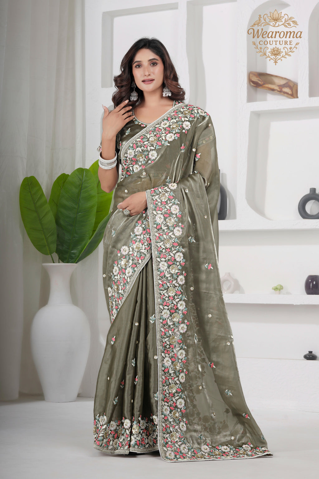 Laher Floral Shimmer Saree