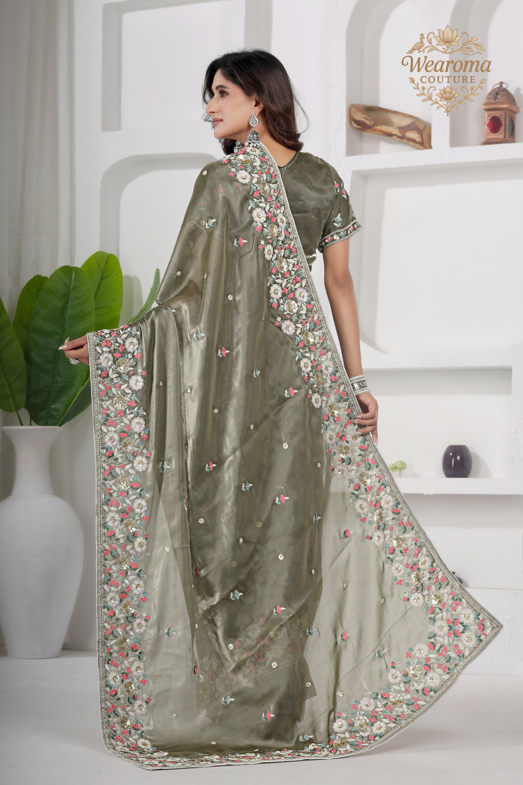 Laher Floral Shimmer Saree