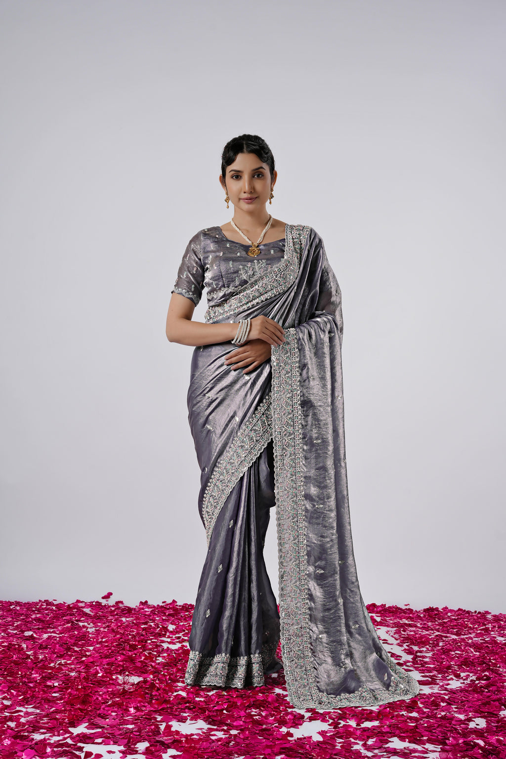 Kaju Katri 2 Designer Satin Saree