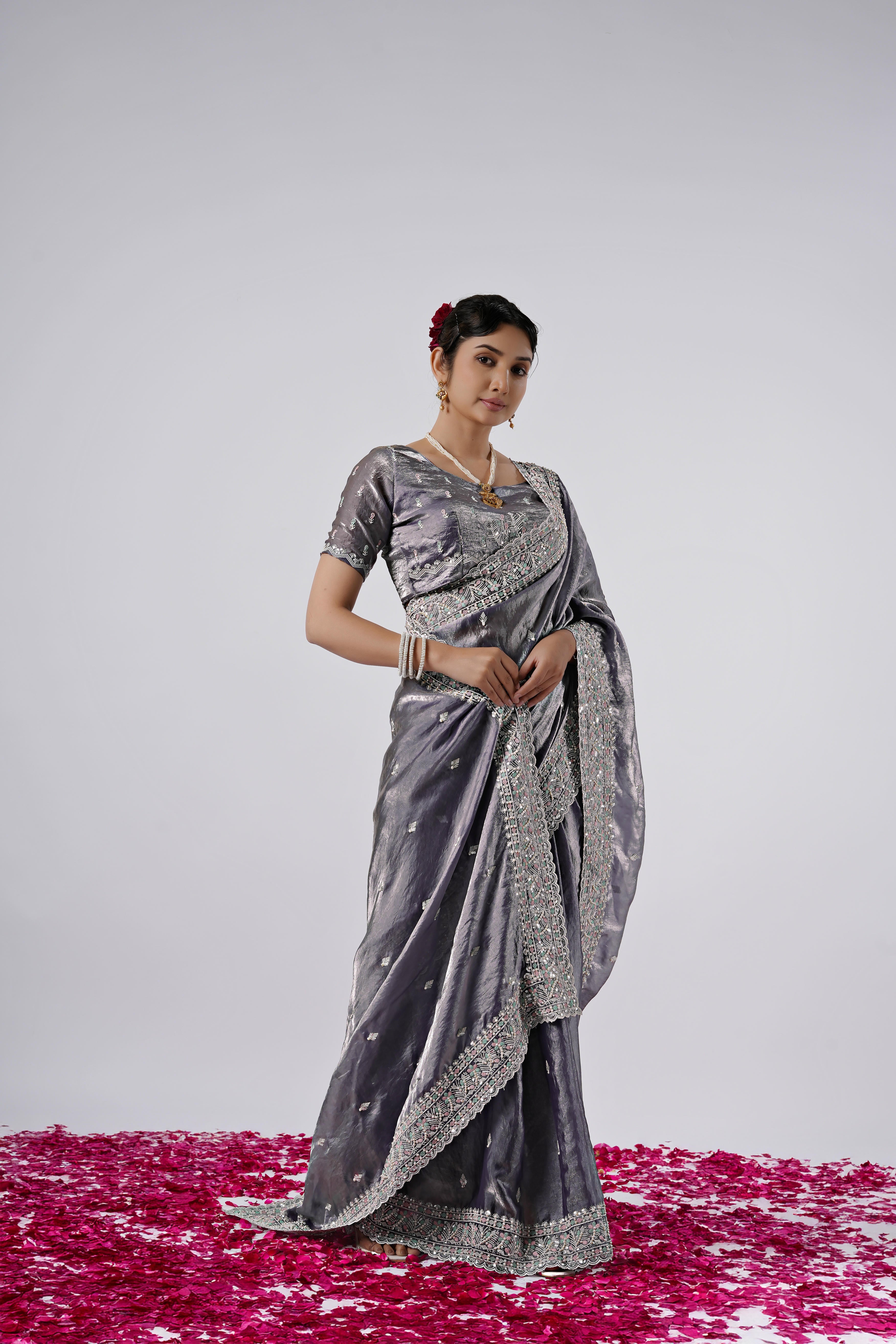 Kaju Katri 2 Designer Satin Saree