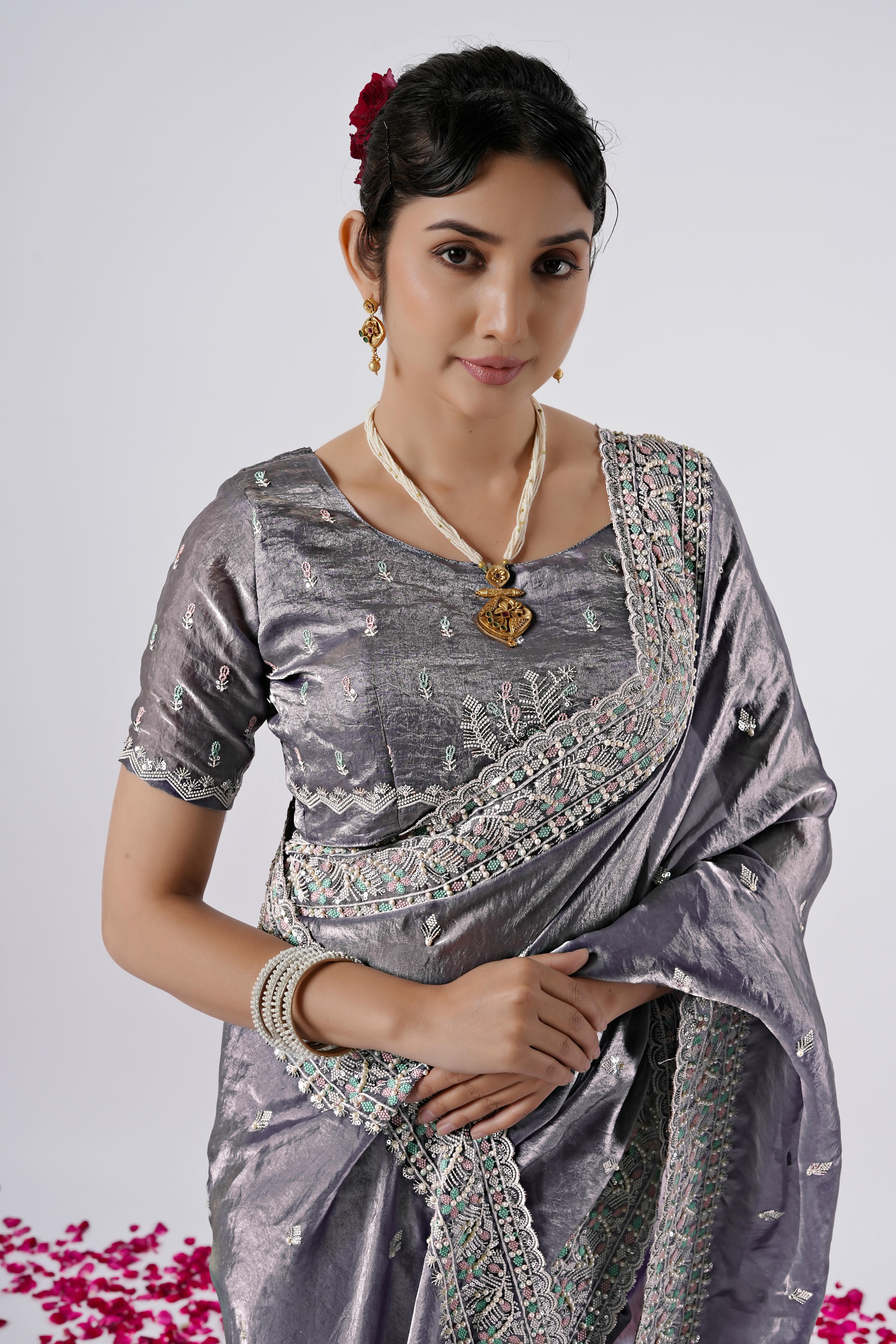 Kaju Katri 2 Designer Satin Saree