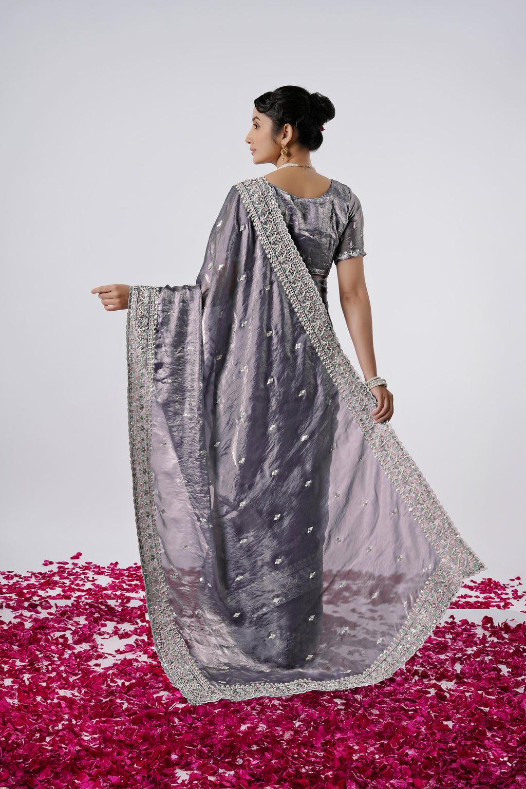 Kaju Katri 2 Designer Satin Saree