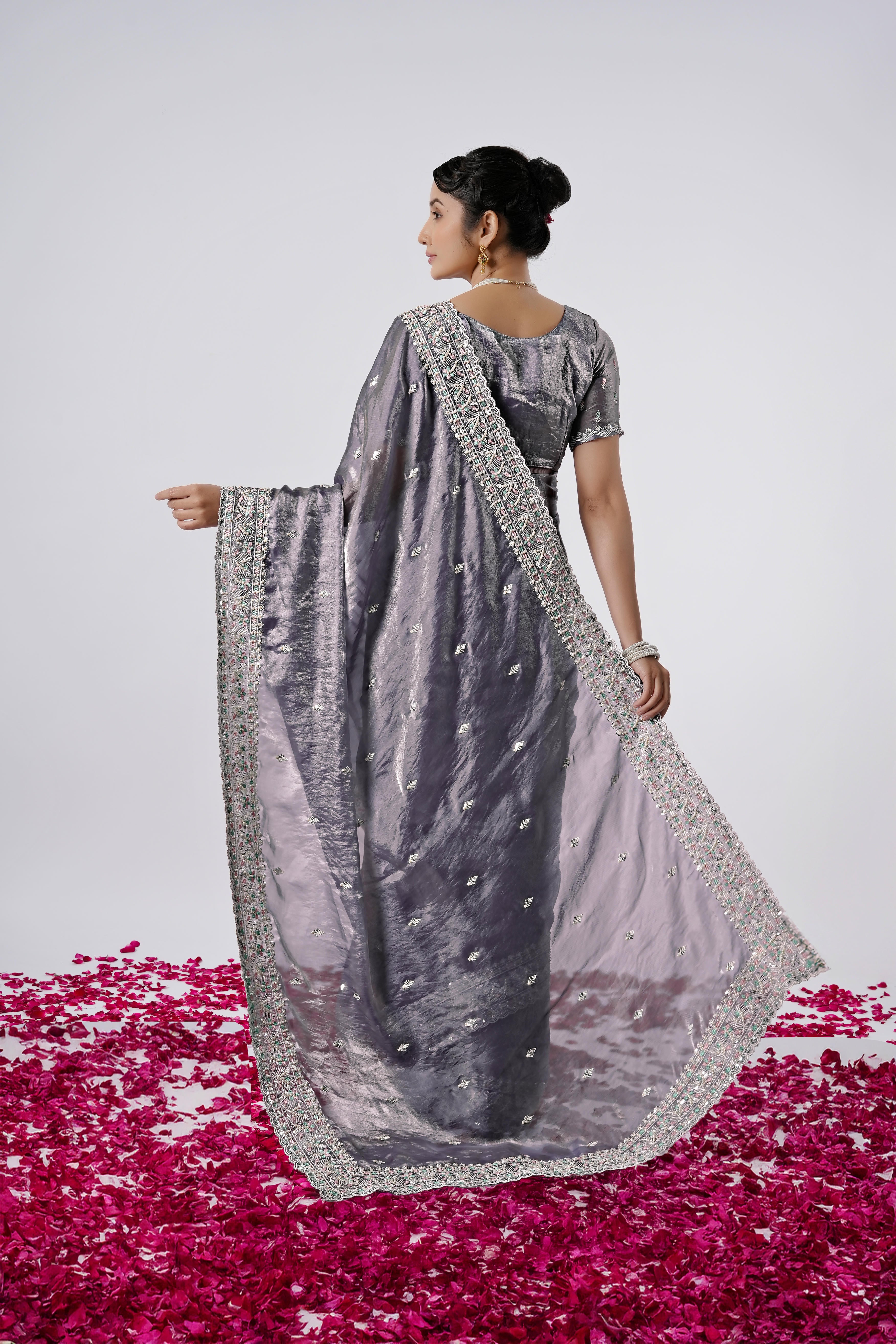 Kaju Katri 2 Designer Satin Saree