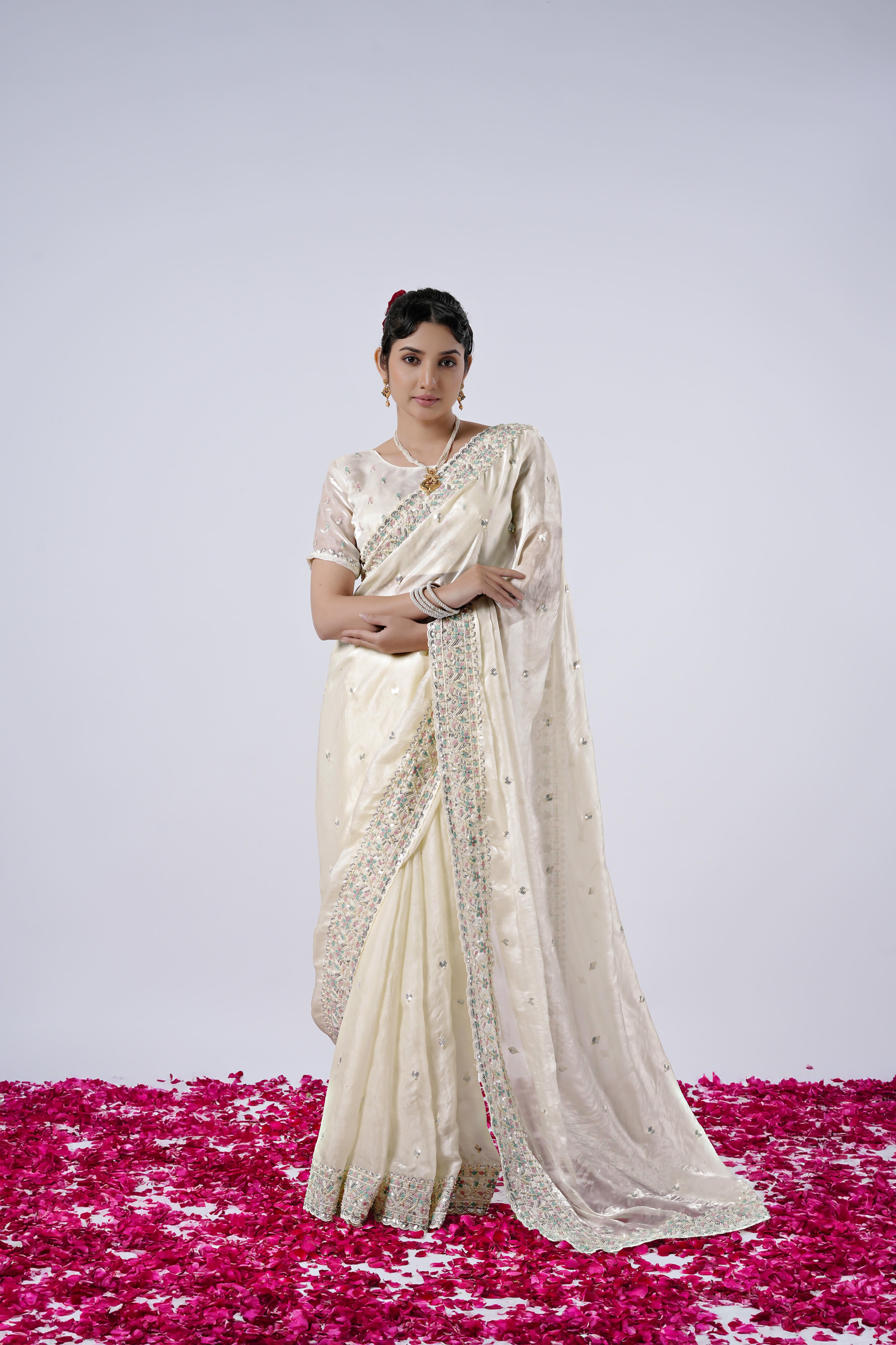 Kaju Katri 2 Designer Satin Saree