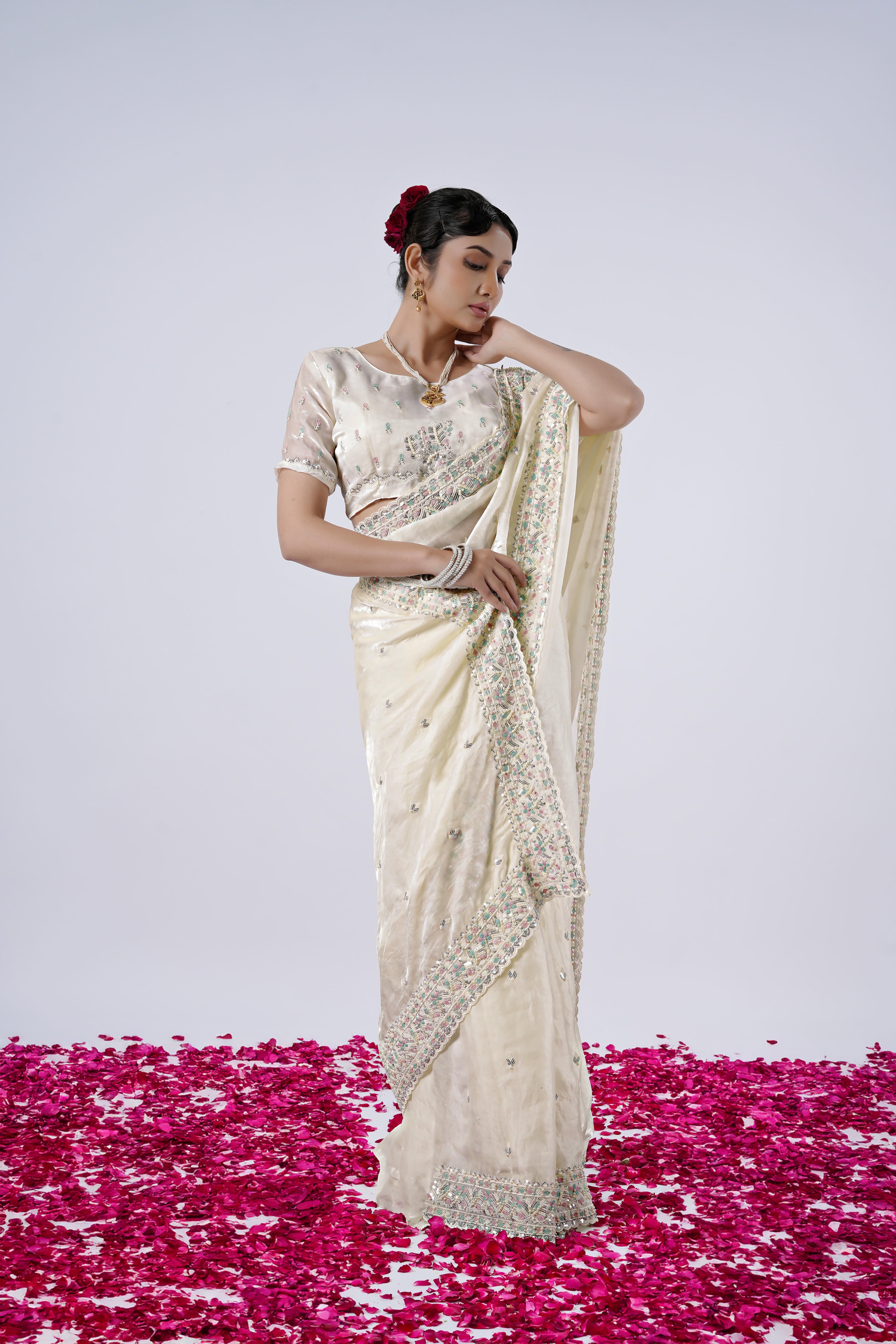 Kaju Katri 2 Designer Satin Saree