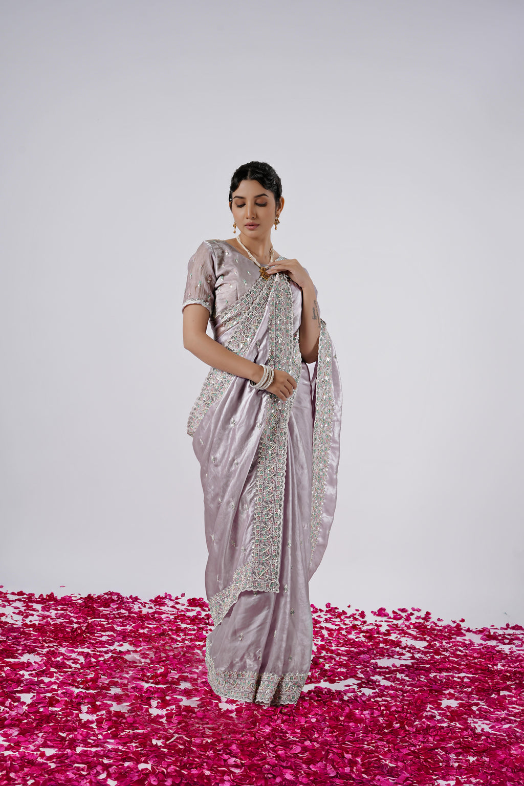 Kaju Katri 2 Designer Satin Saree