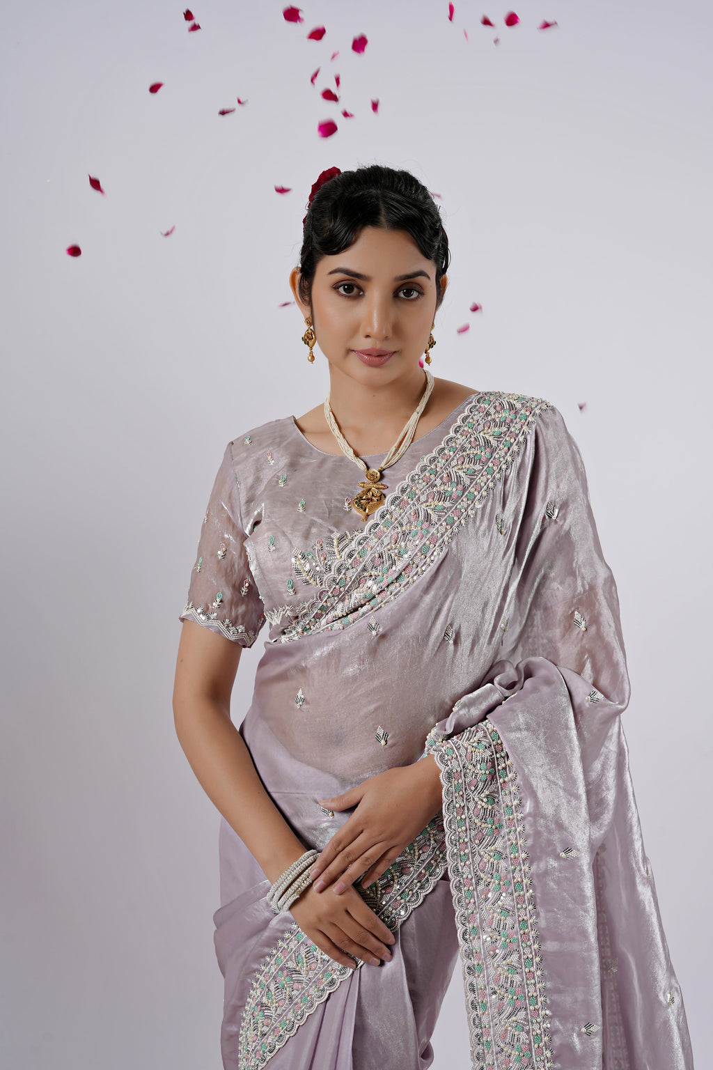 Kaju Katri 2 Designer Satin Saree