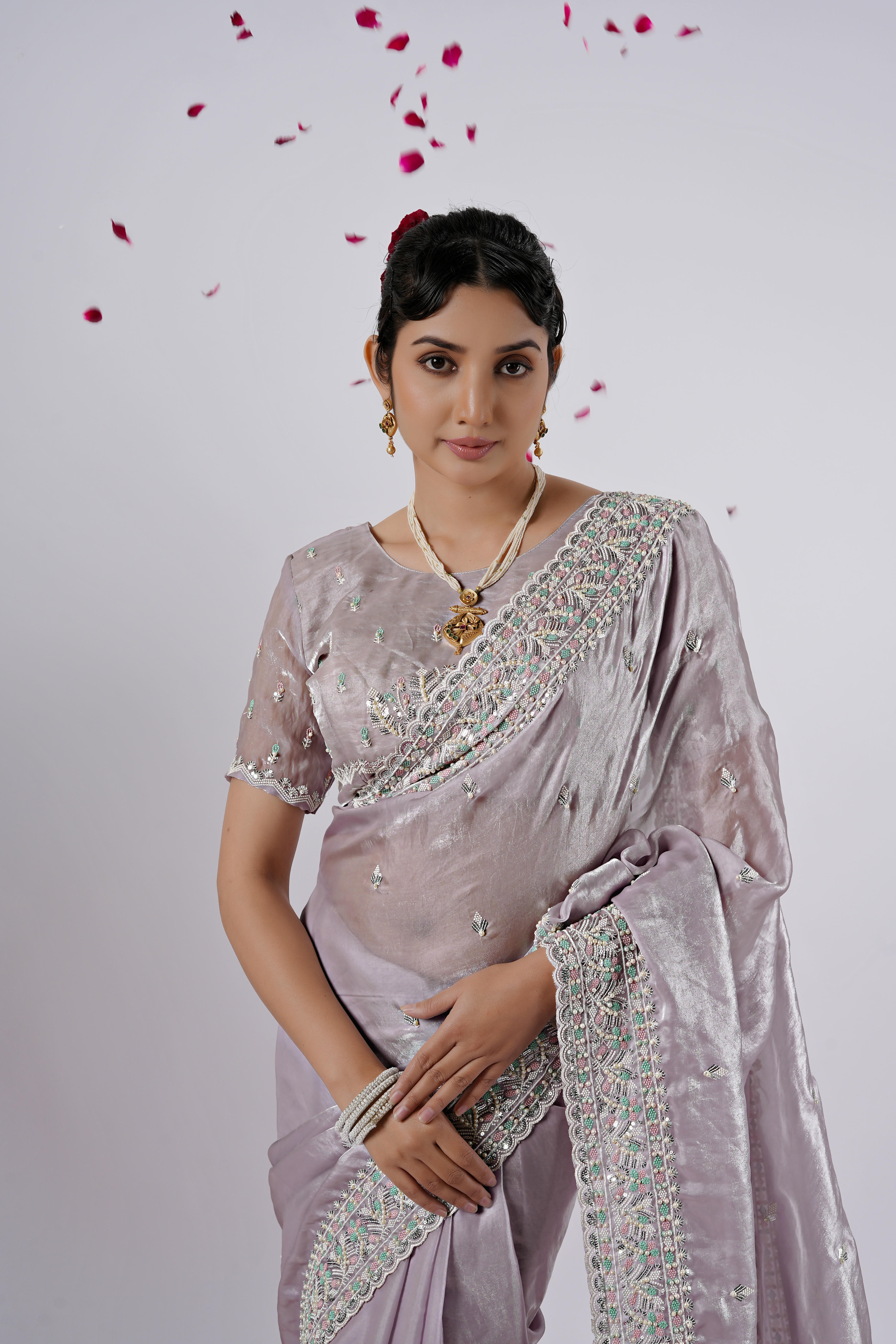 Kaju Katri 2 Designer Satin Saree