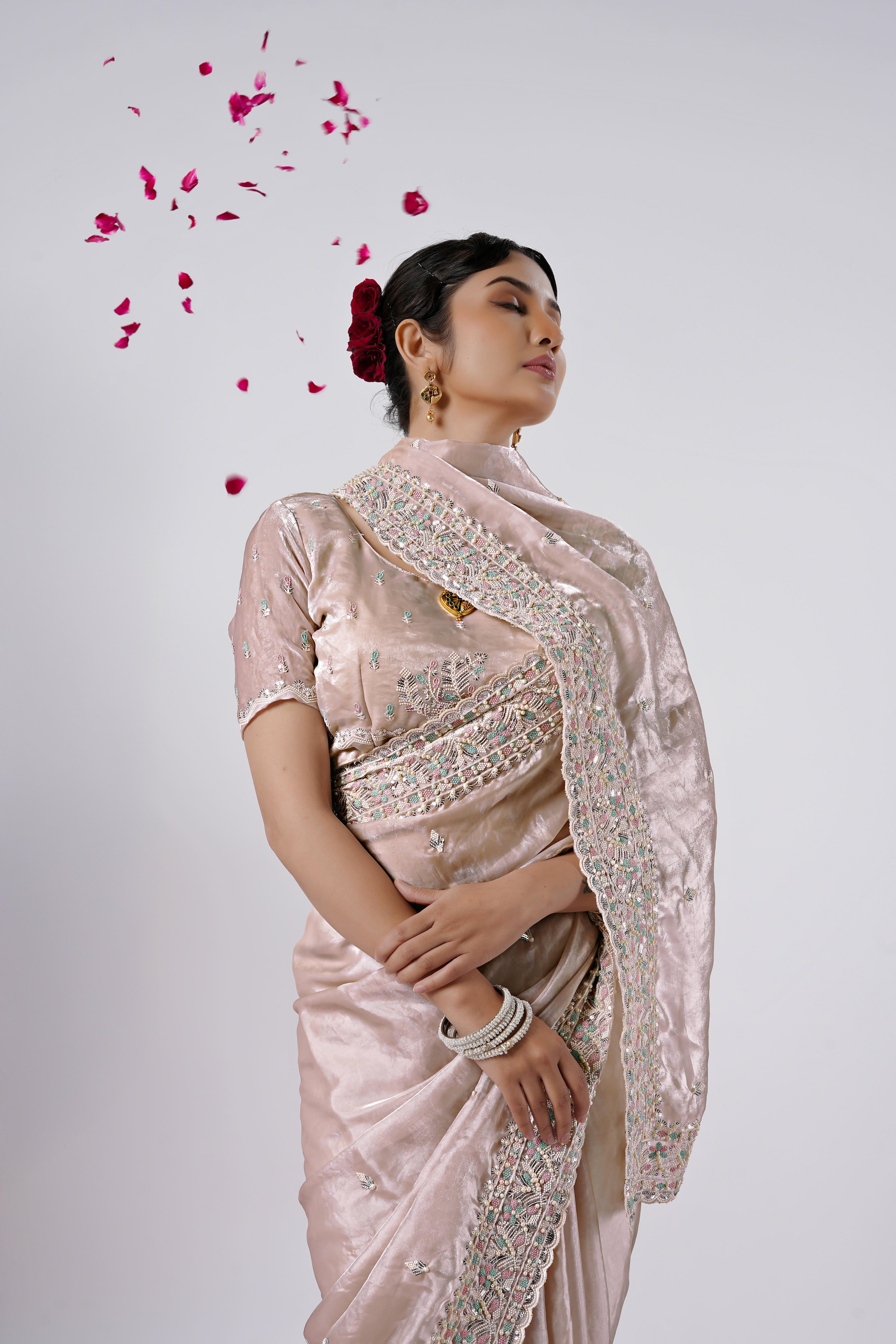 Kaju Katri 2 Designer Satin Saree