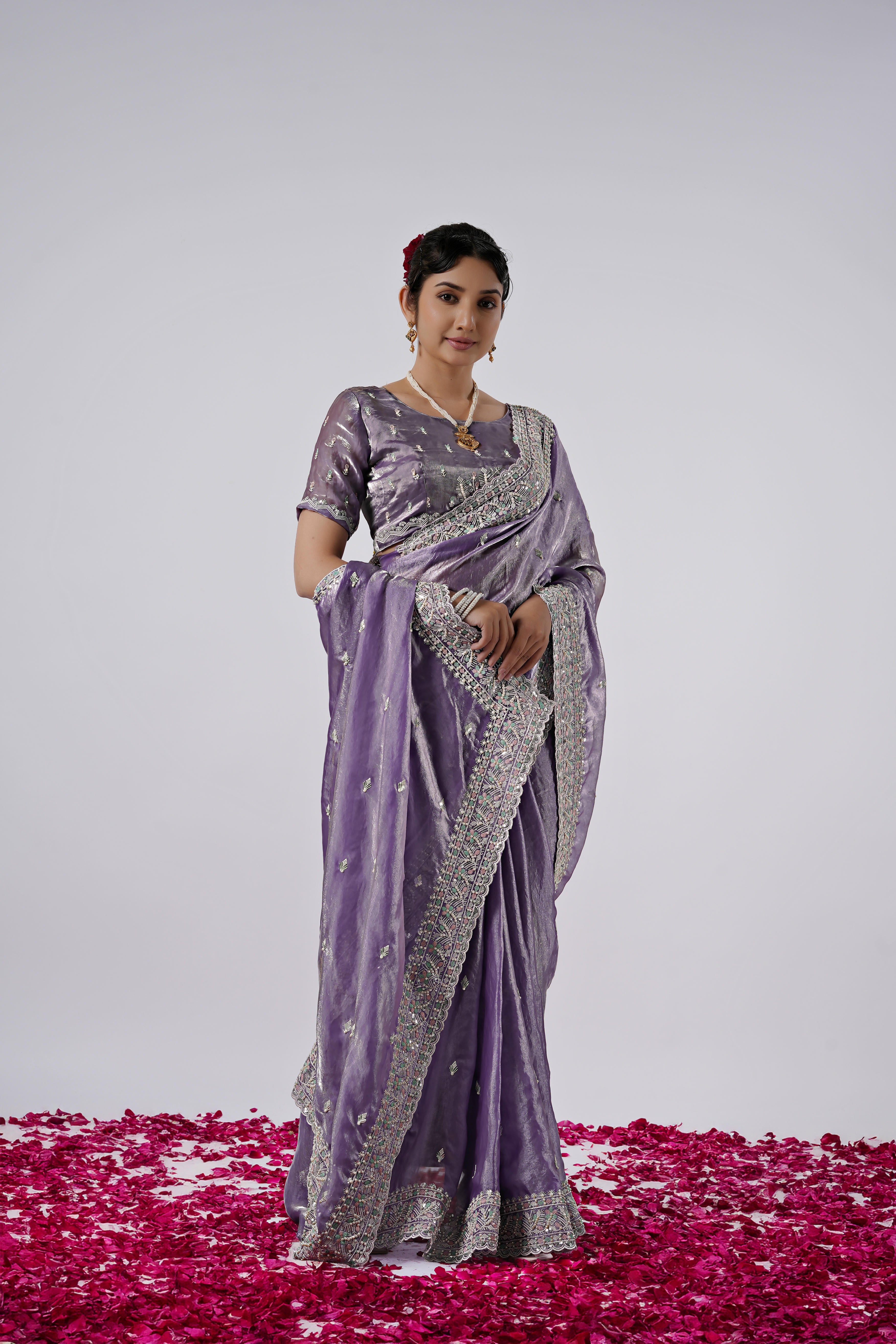 Kaju Katri 2 Designer Satin Saree