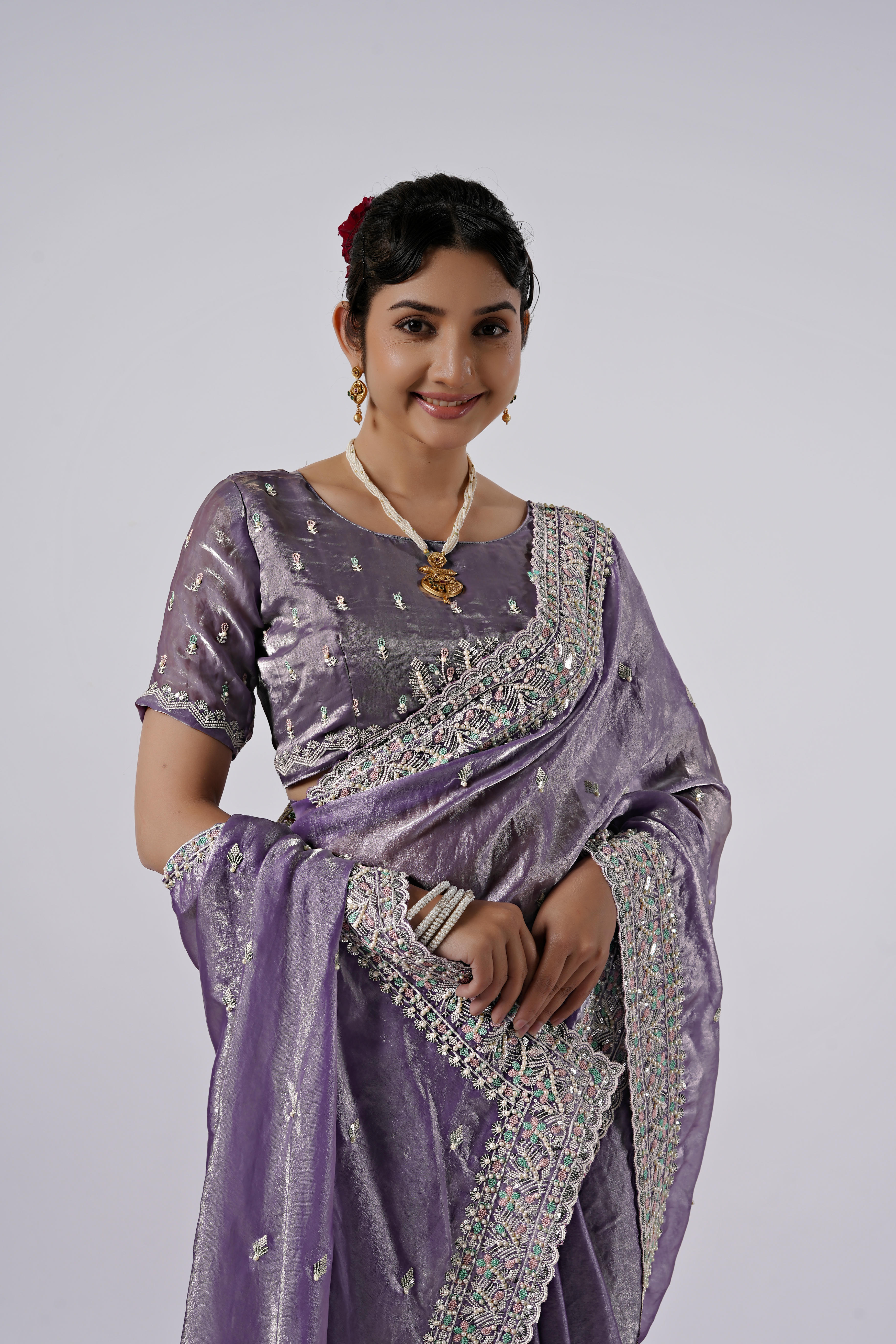 Kaju Katri 2 Designer Satin Saree