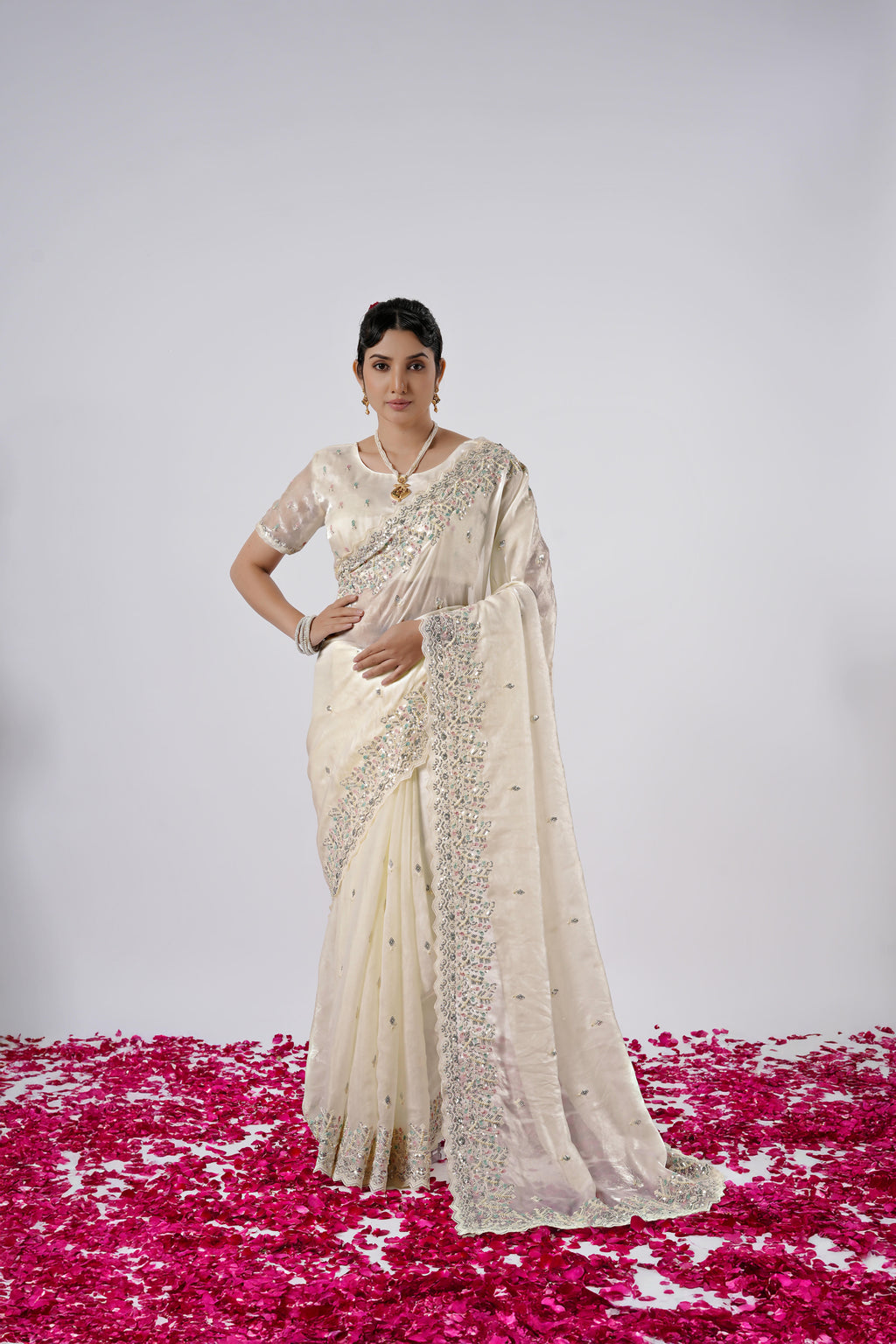 Kaju Katri Designer Satin Saree