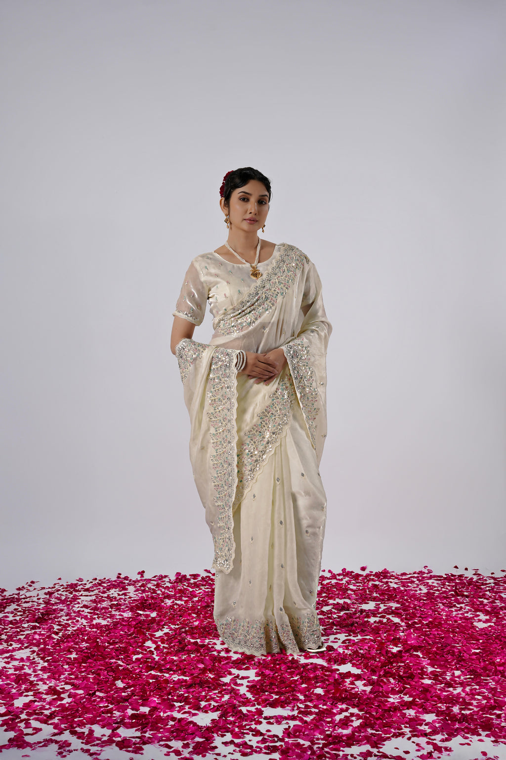 Kaju Katri Designer Satin Saree