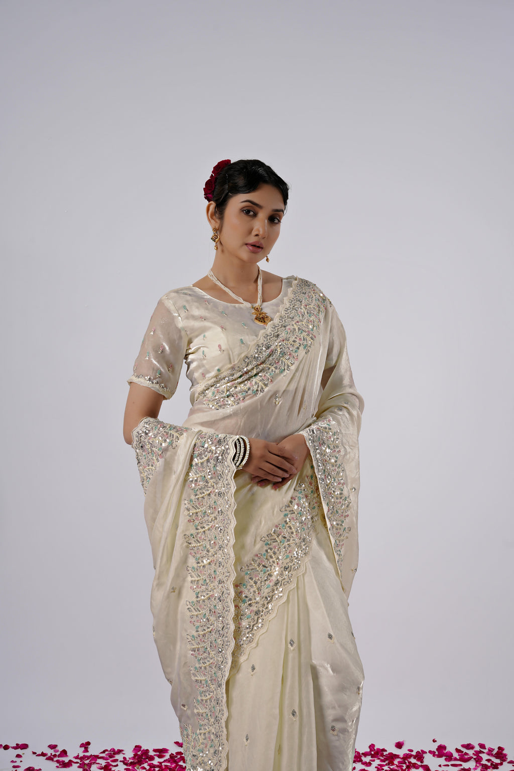 Kaju Katri Designer Satin Saree