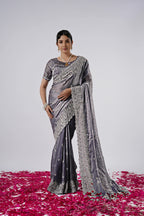Kaju Katri Designer Satin Saree