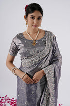 Kaju Katri Designer Satin Saree