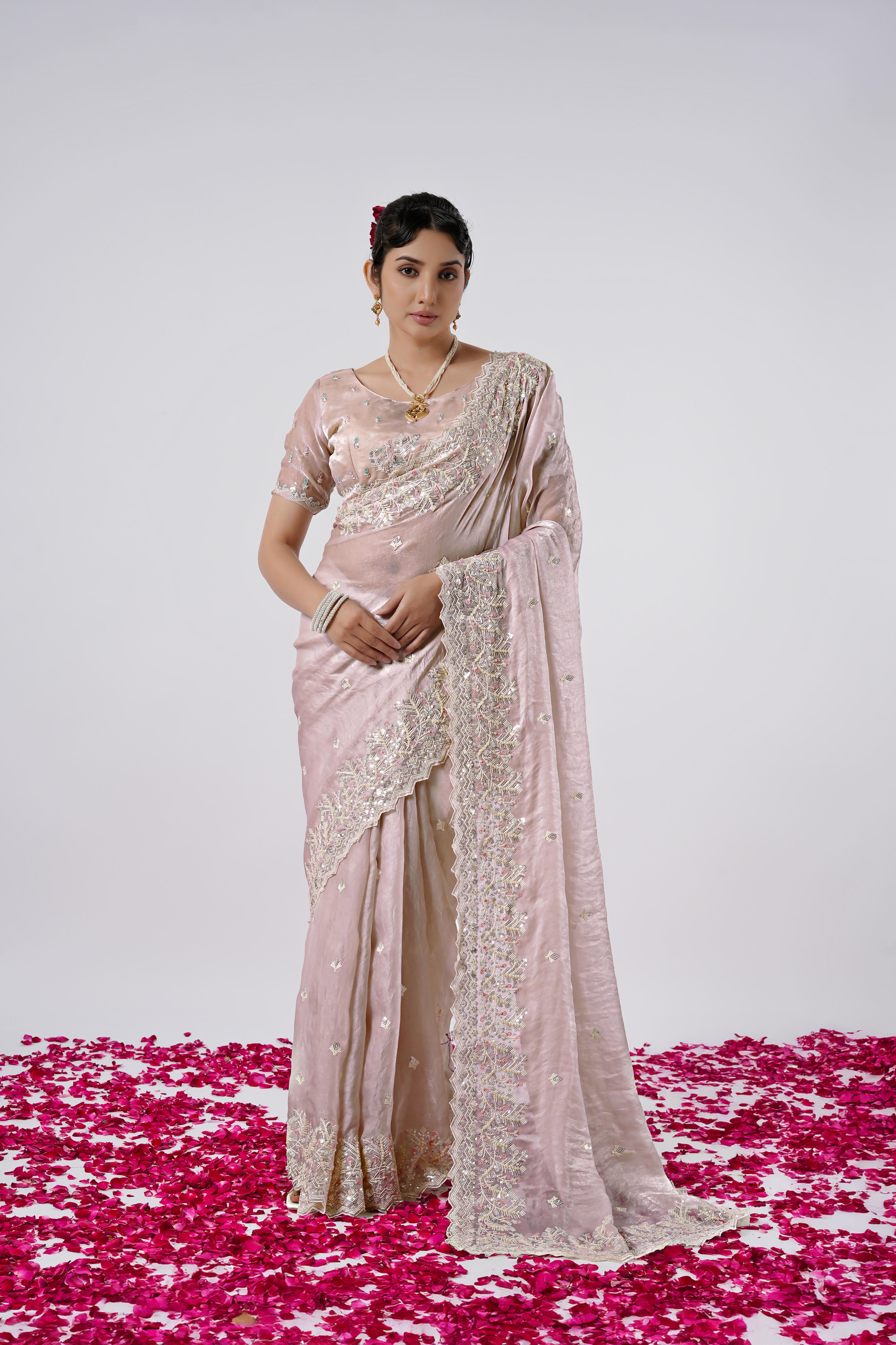 Kaju Katri Designer Satin Saree