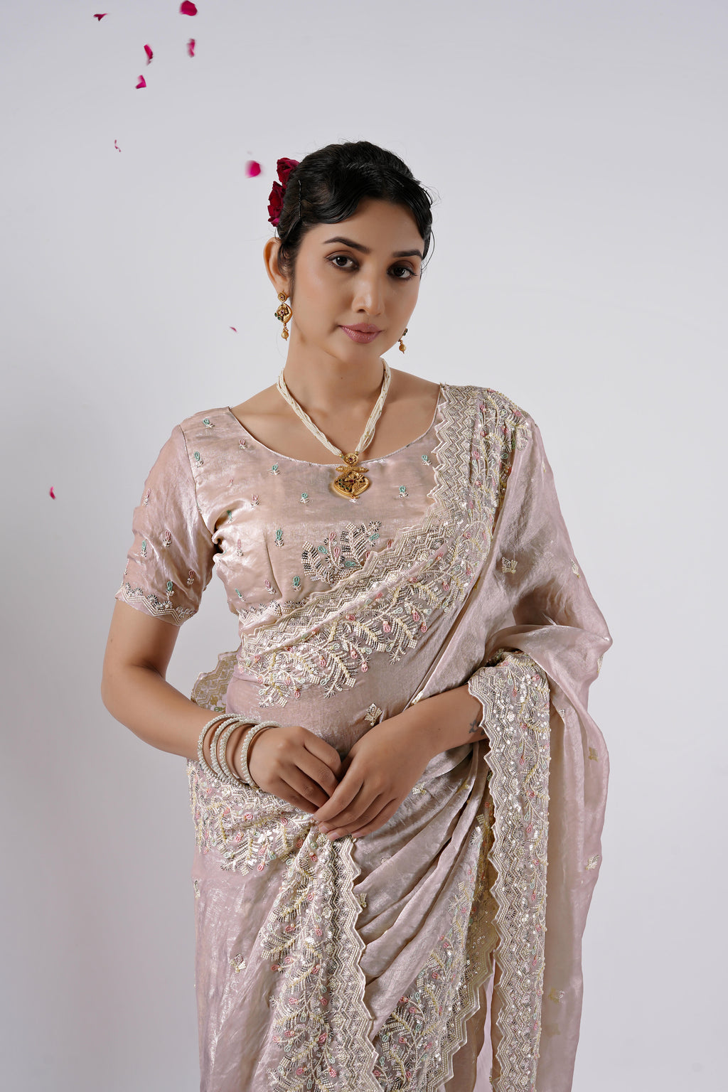 Kaju Katri Designer Satin Saree