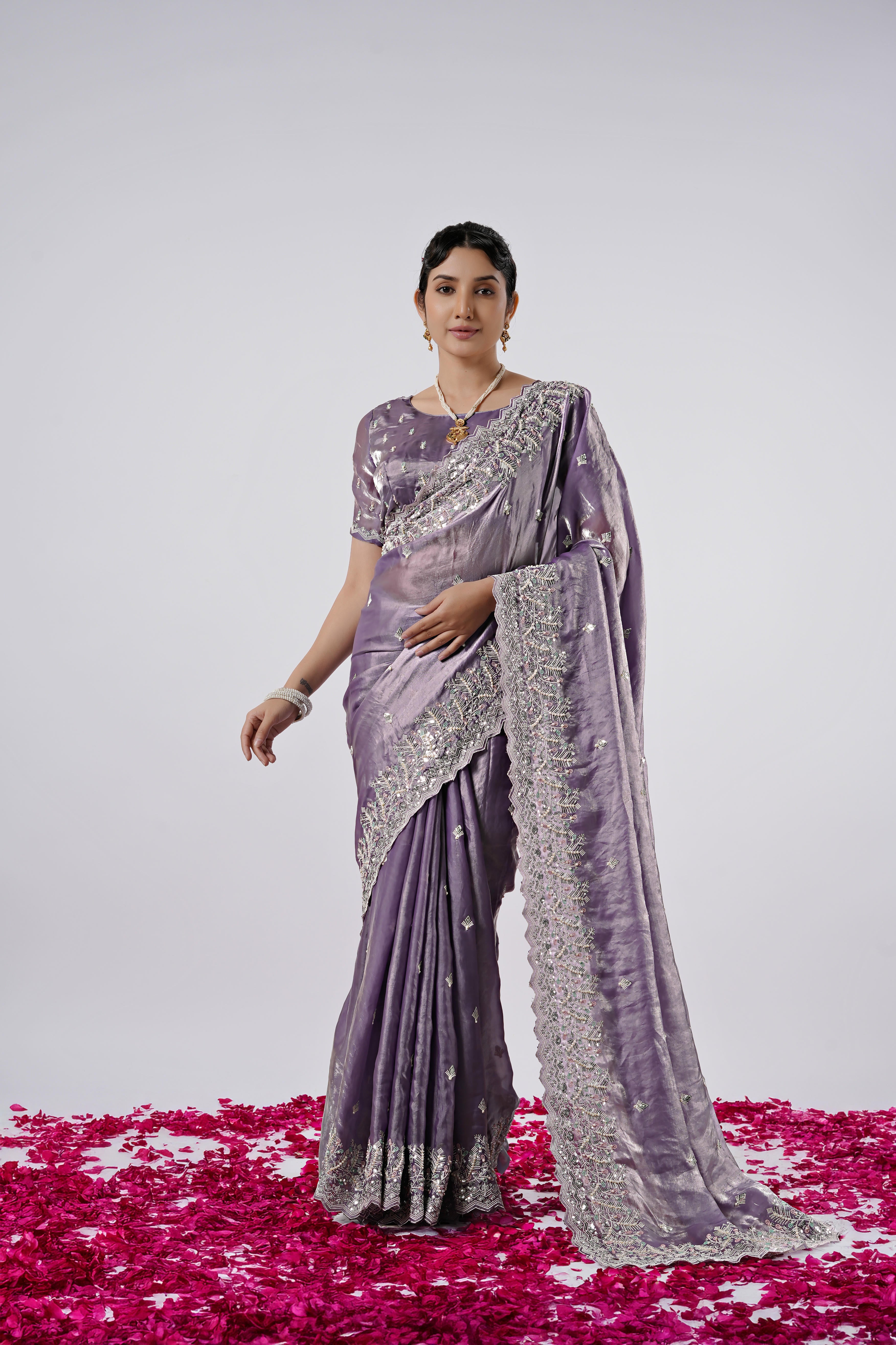 Kaju Katri Designer Satin Saree