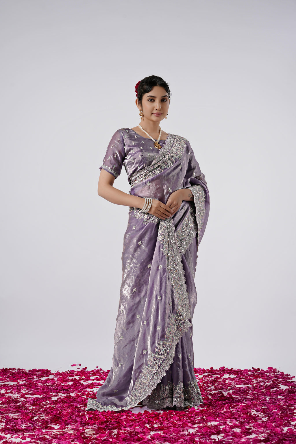 Kaju Katri Designer Satin Saree