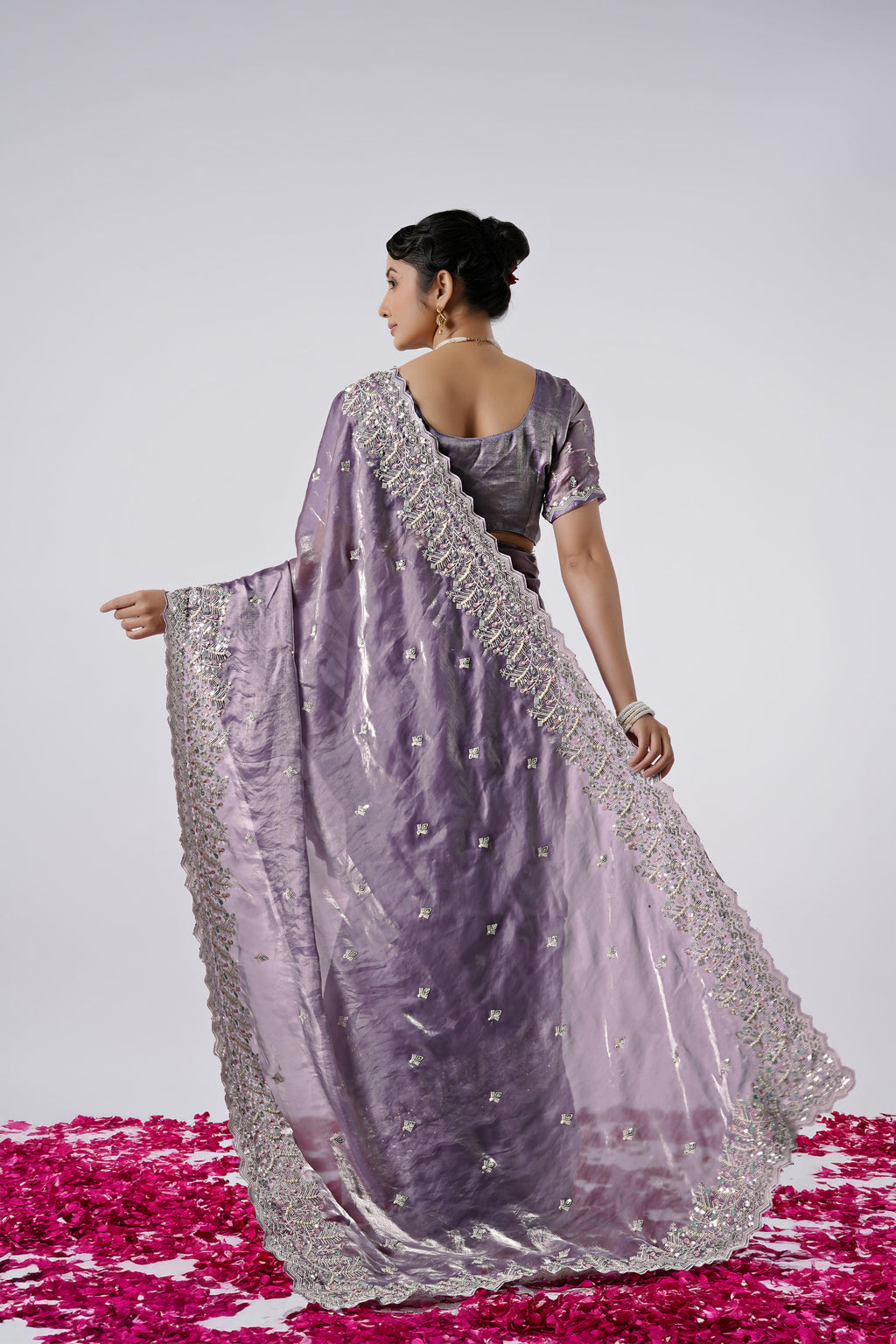 Kaju Katri Designer Satin Saree