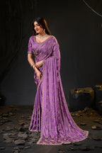 Falguni 2 Designer Saree | Premium Chiffon with Medallion Embroidery & Sirosky Work