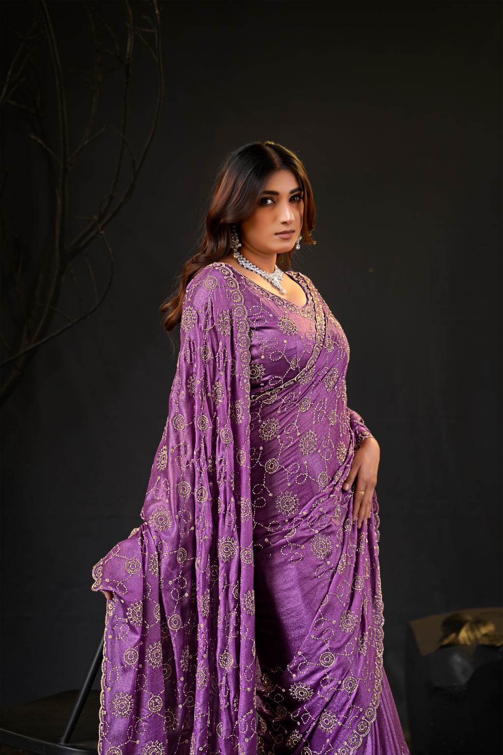 Falguni 2 Designer Saree | Premium Chiffon with Medallion Embroidery & Sirosky Work
