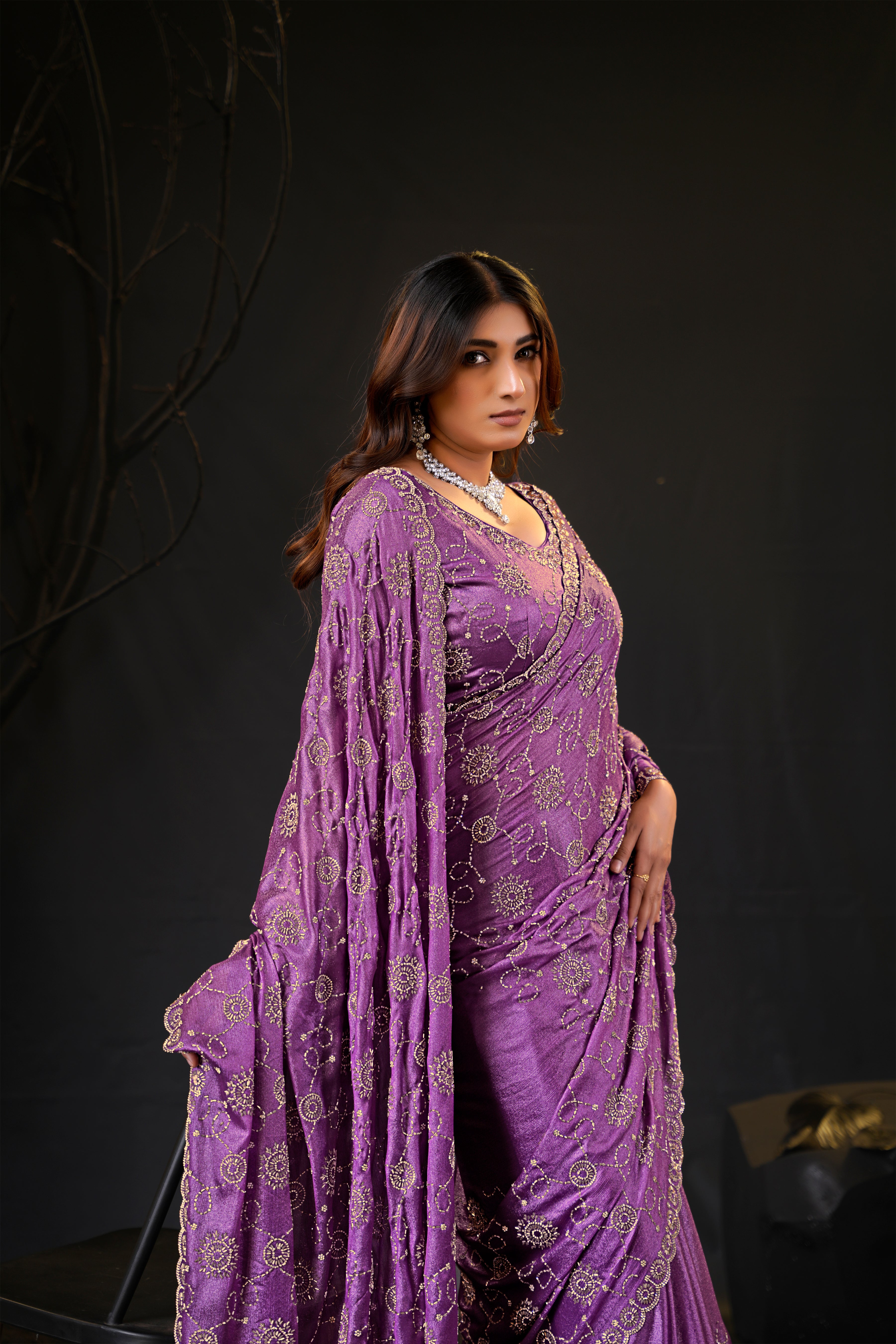 Falguni 2 Designer Saree | Premium Chiffon with Medallion Embroidery & Sirosky Work