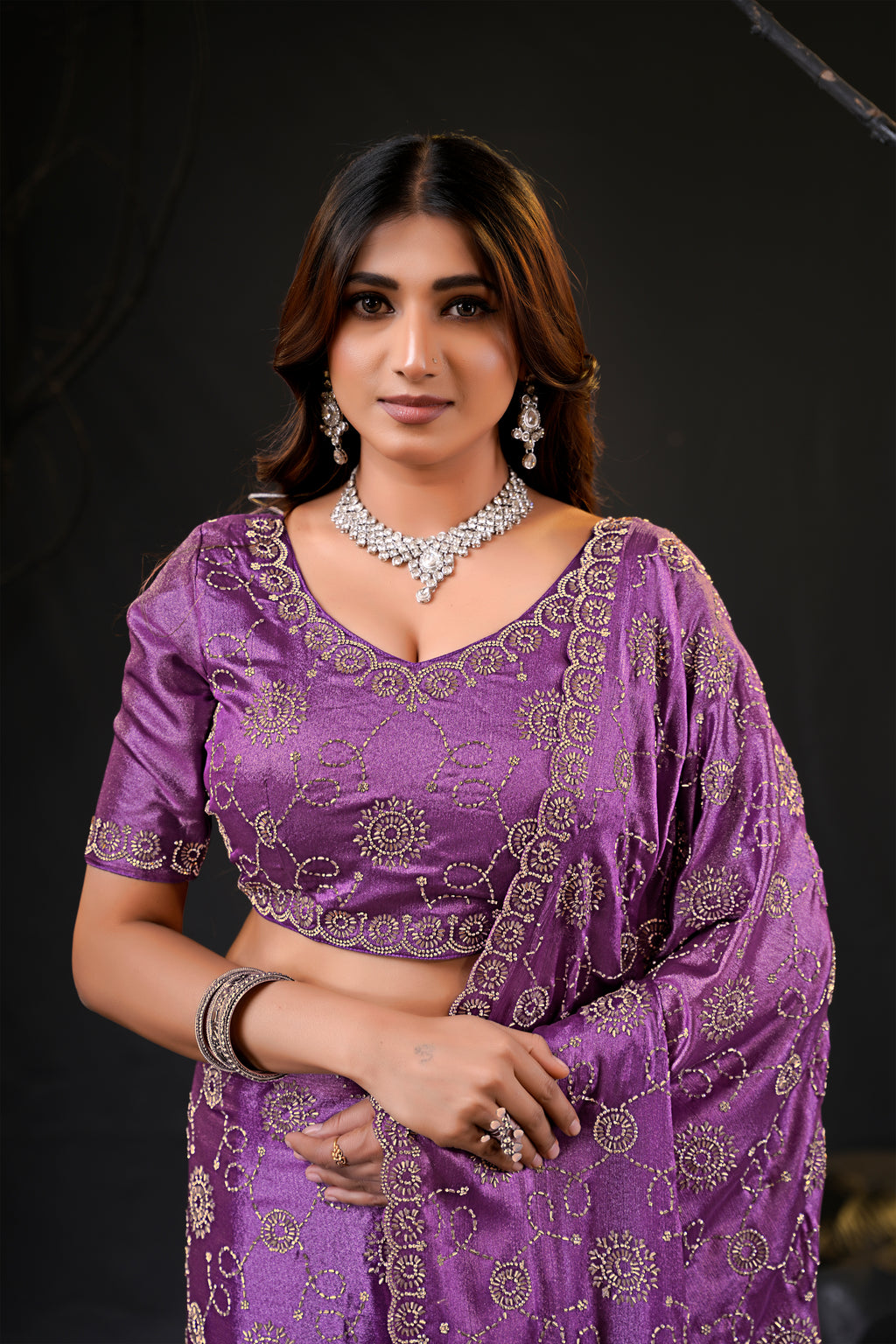 Falguni 2 Designer Saree | Premium Chiffon with Medallion Embroidery & Sirosky Work