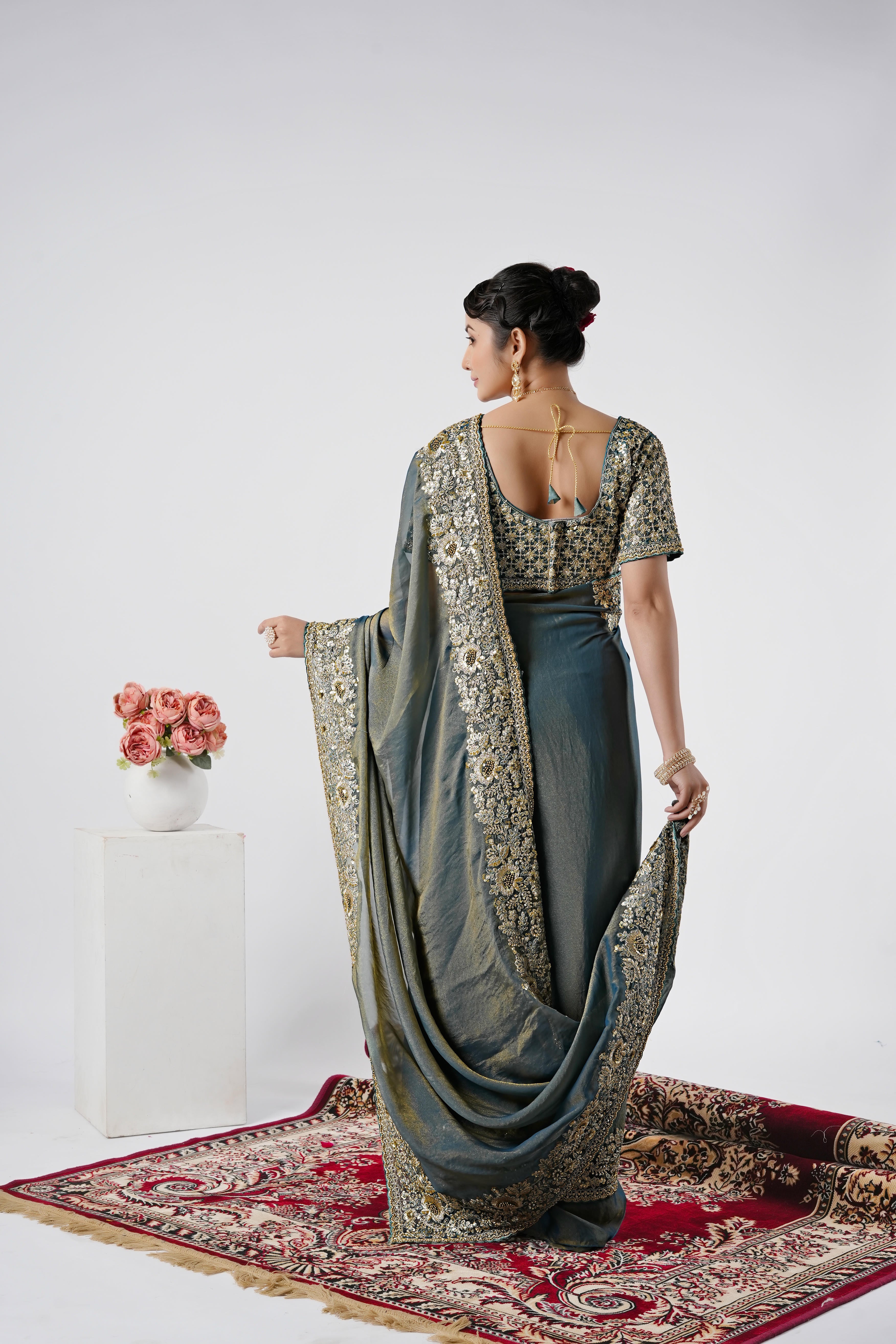 Nayika Heavy Shimmer Saree with Full Work Blouse