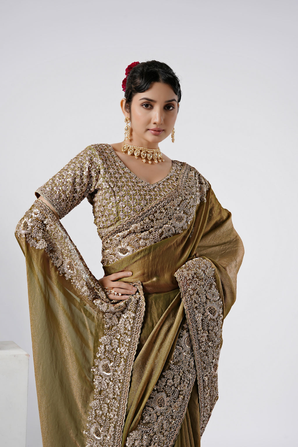 Nayika Heavy Shimmer Saree with Full Work Blouse