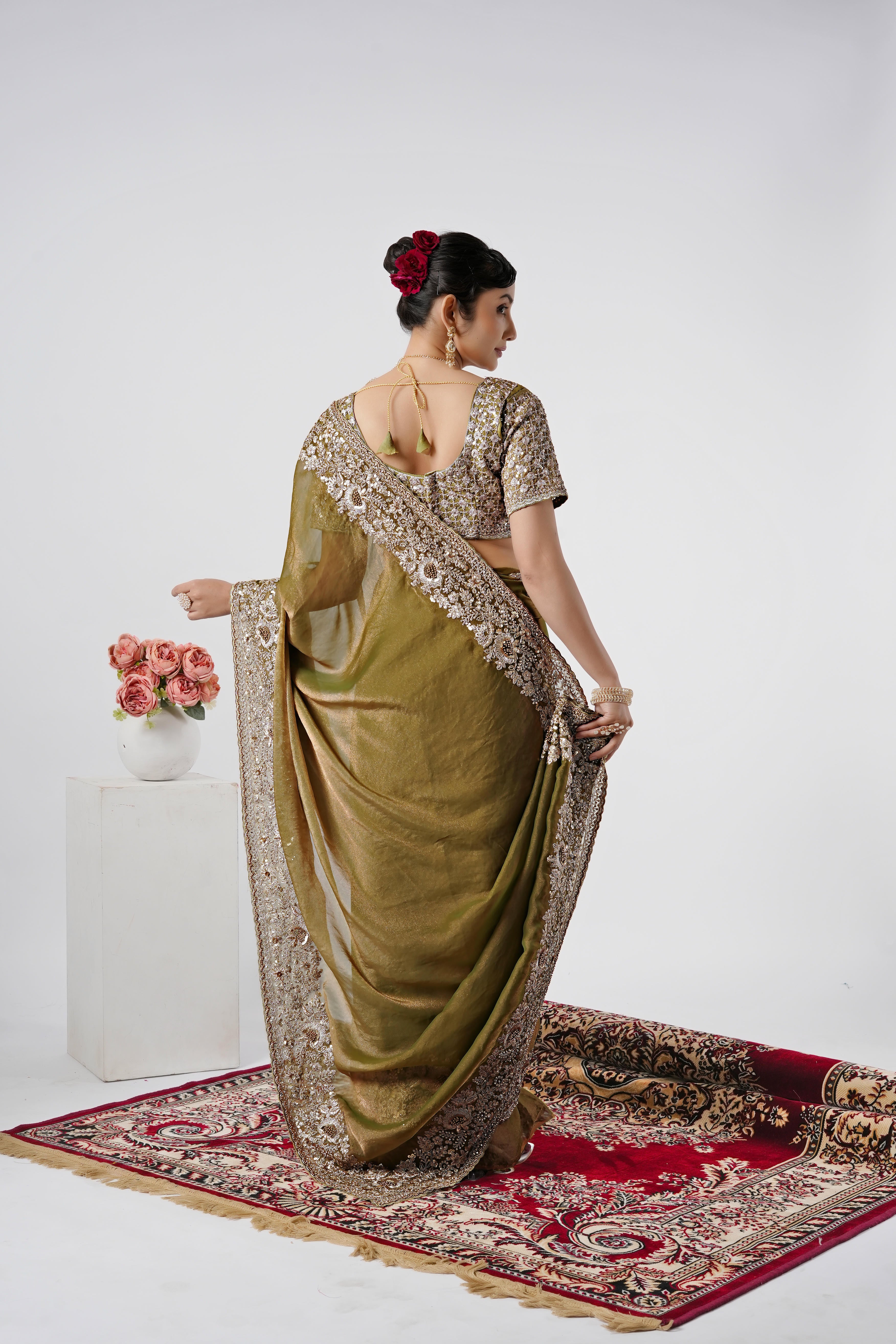 Nayika Heavy Shimmer Saree with Full Work Blouse