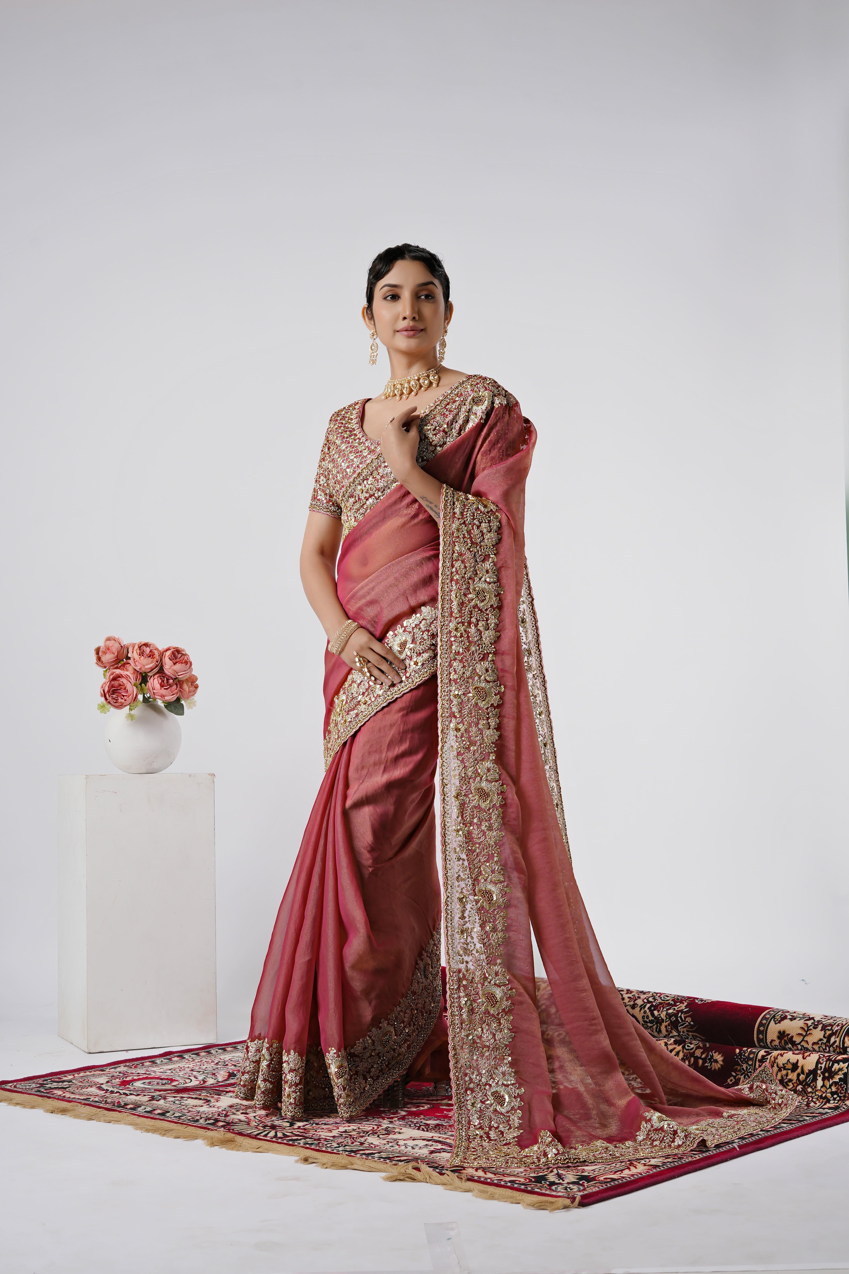 Nayika Heavy Shimmer Saree with Full Work Blouse