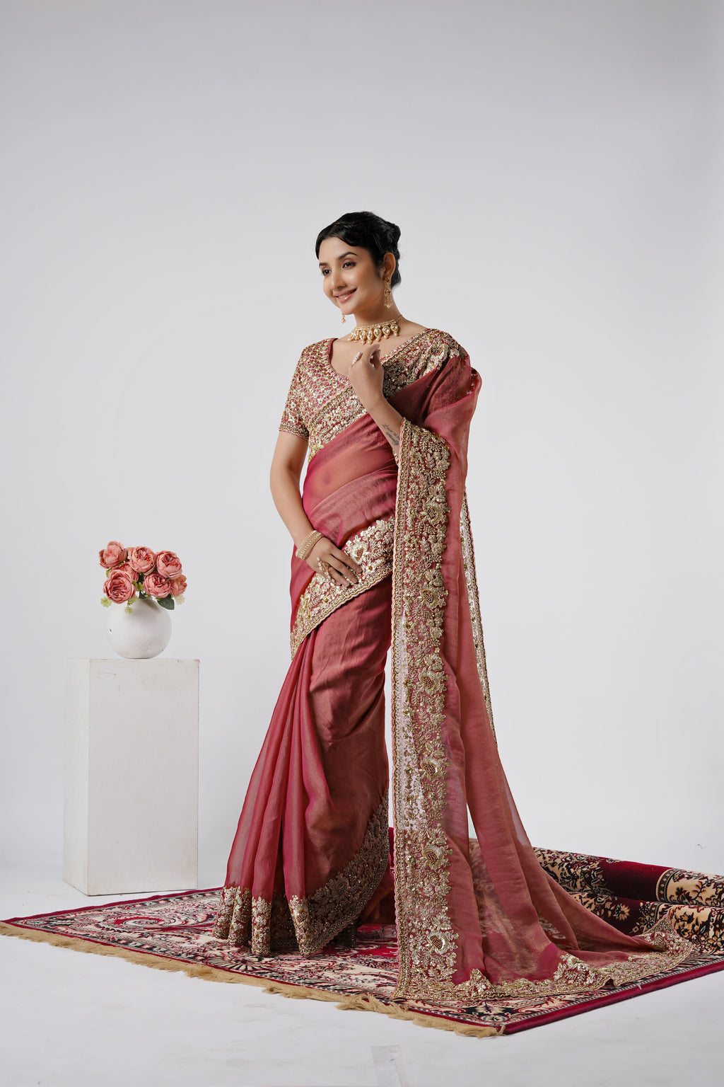 Nayika Heavy Shimmer Saree with Full Work Blouse