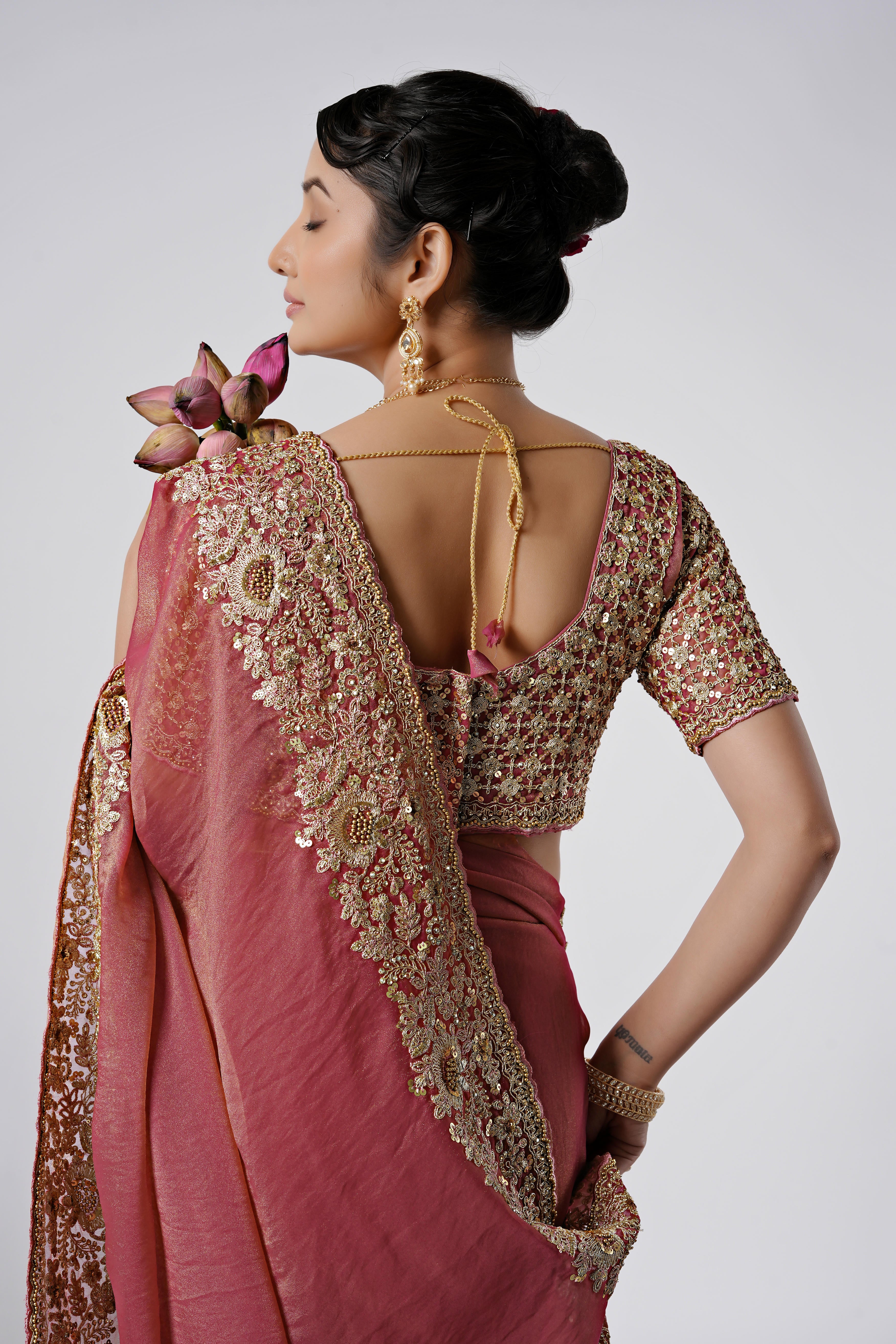 Nayika Heavy Shimmer Saree with Full Work Blouse