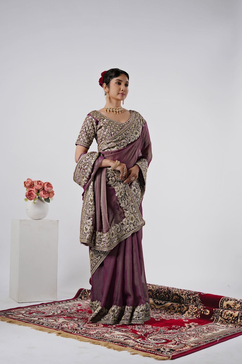 Nayika Heavy Shimmer Saree with Full Work Blouse