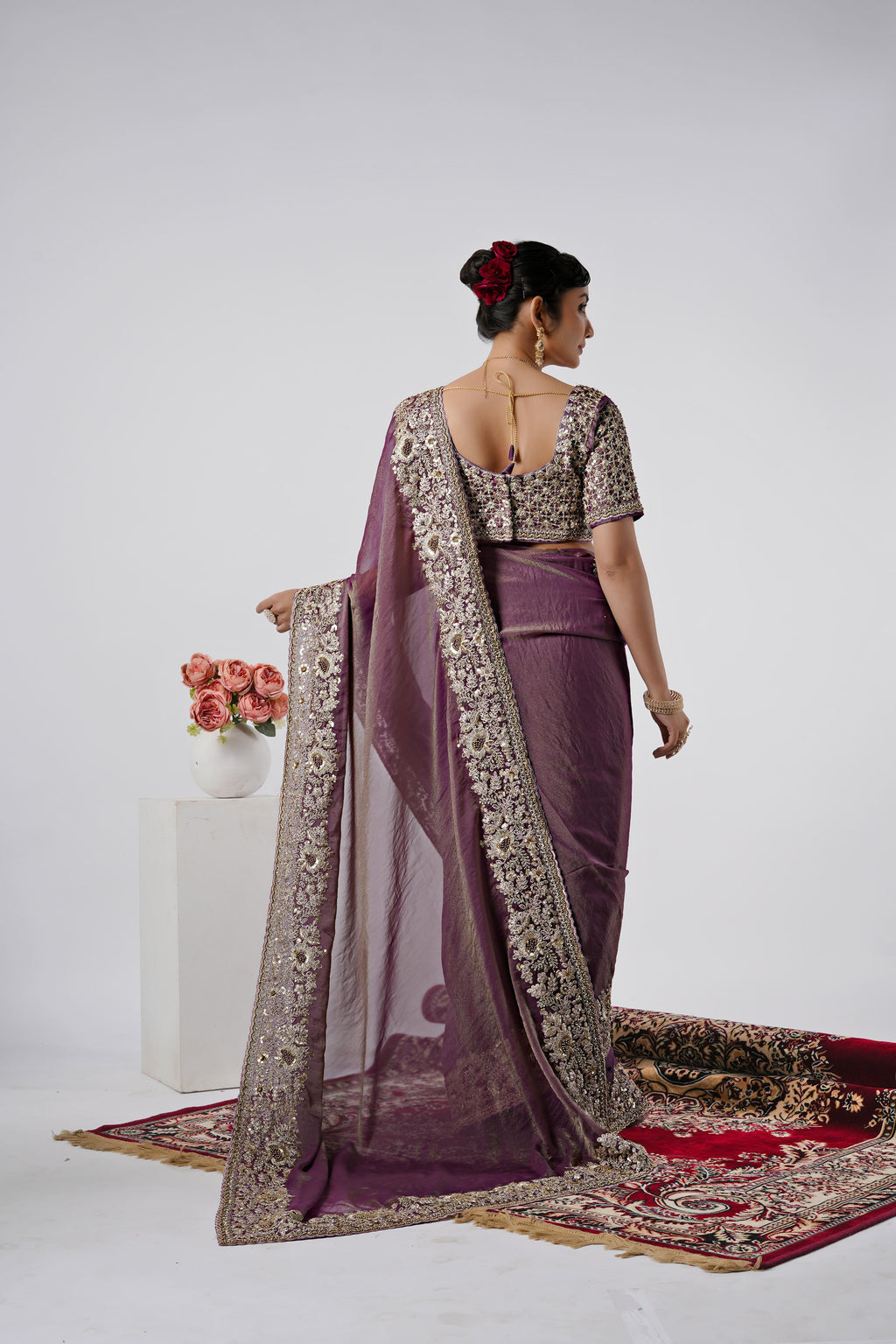 Nayika Heavy Shimmer Saree with Full Work Blouse