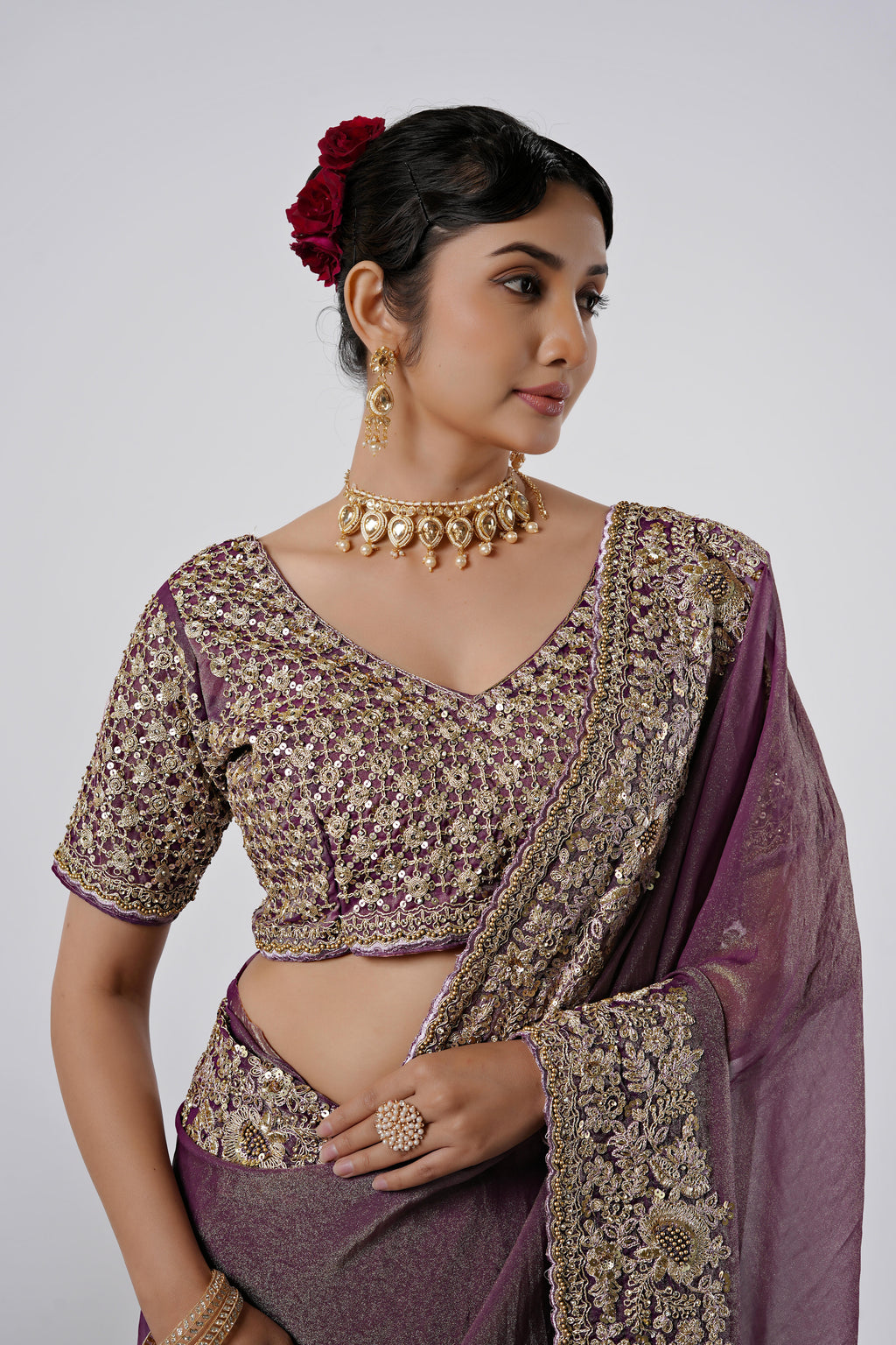 Nayika Heavy Shimmer Saree with Full Work Blouse