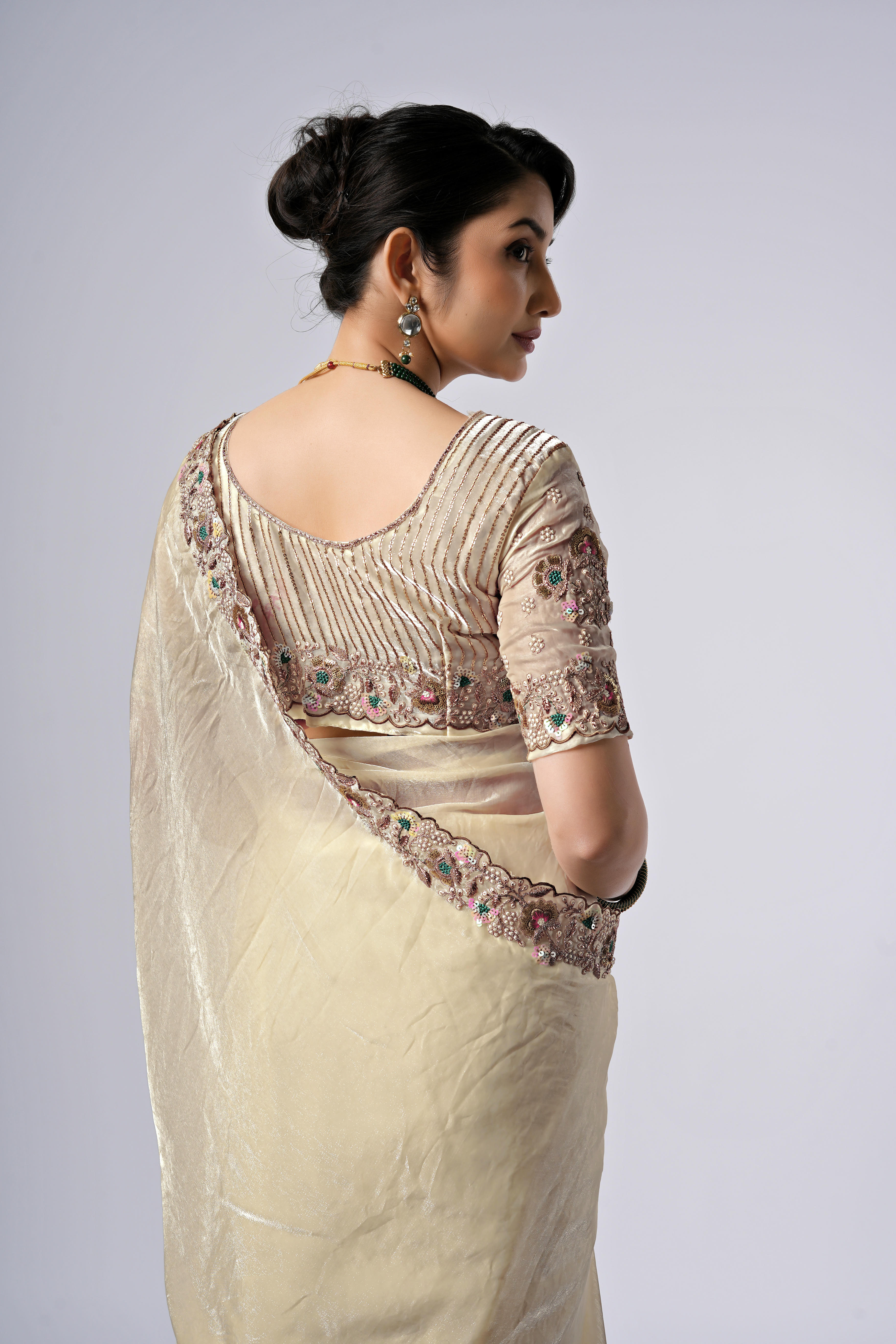 Rangoon Shimmer Saree with Scalloped Cutwork Border