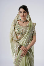 Rangoon Shimmer Saree with Scalloped Cutwork Border