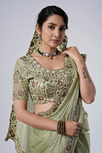 Rangoon Shimmer Saree with Scalloped Cutwork Border