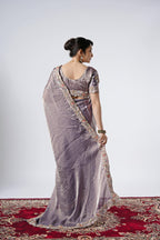 Rangoon Shimmer Saree with Scalloped Cutwork Border