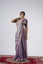 Rangoon Shimmer Saree with Scalloped Cutwork Border
